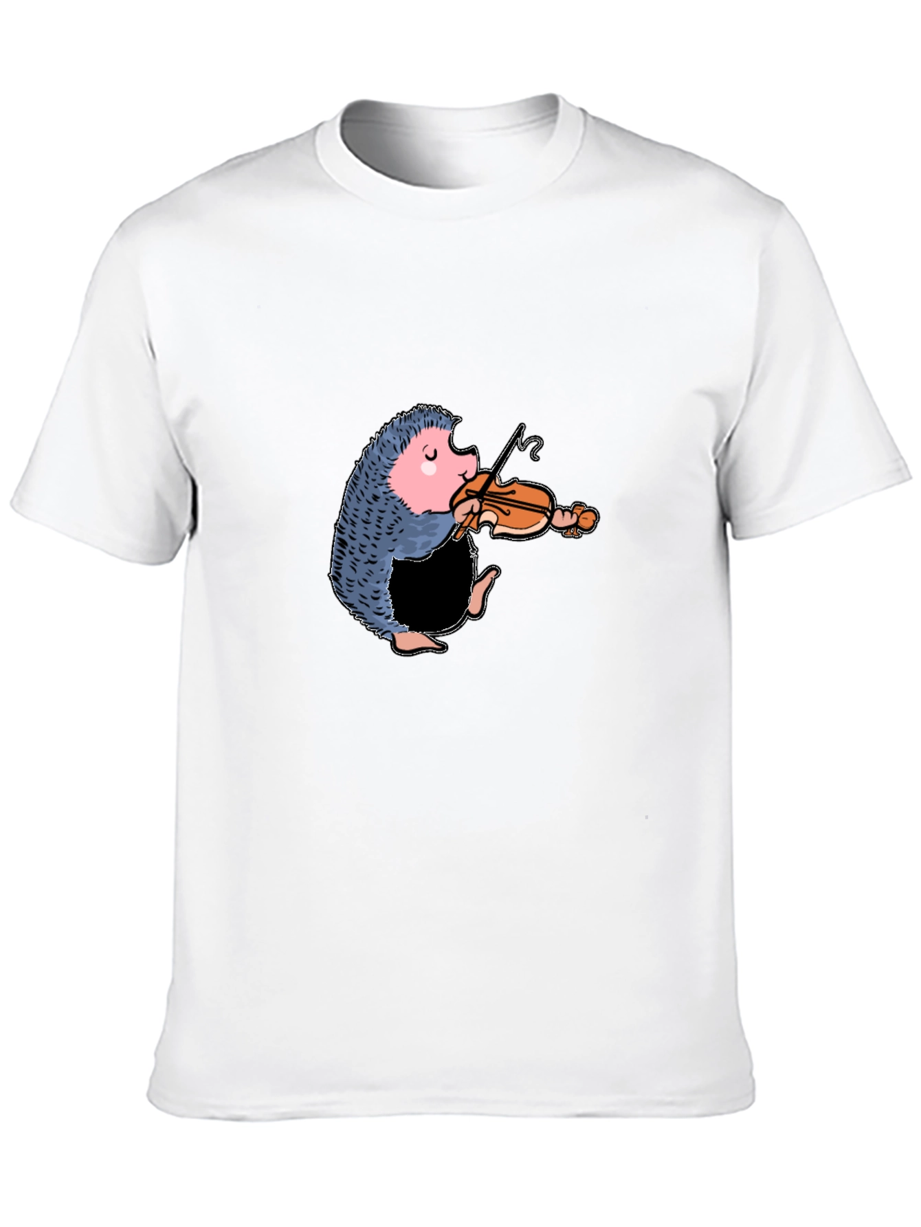 Black Funny Hedgehog Playing Violin T-Shirt view 10