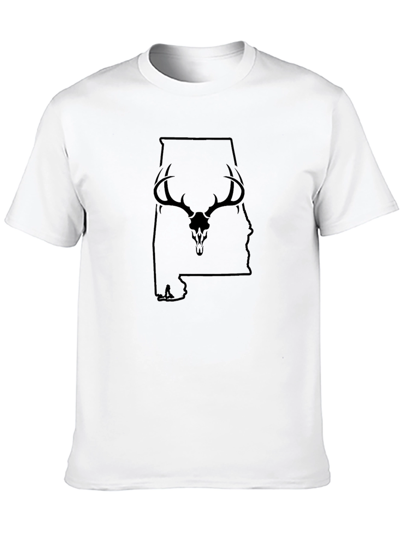 Black Alabama Deer Skull Graphic Tee - Black Cotton Blend view 10