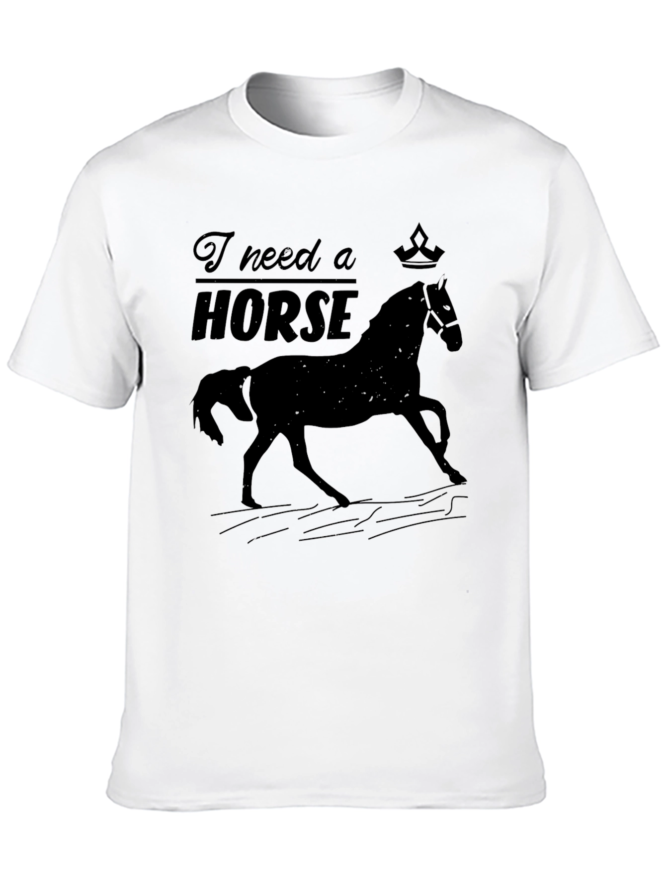 Black I Need a Horse Graphic Tee - Equestrian Lover's Black T-Shirt view 10