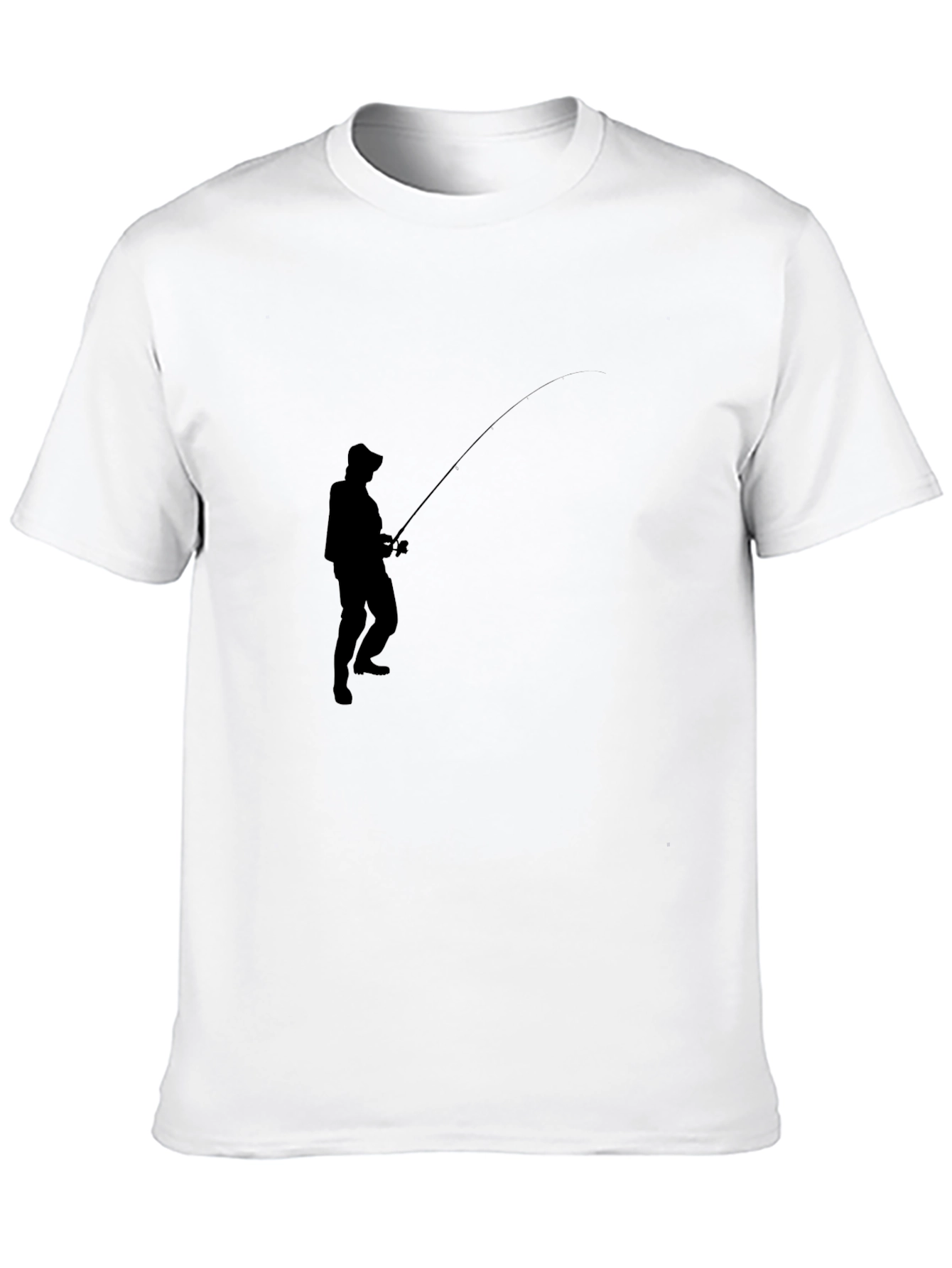 Black Fishing Silhouette Graphic Tee - Classic Black Cotton Blend view 10