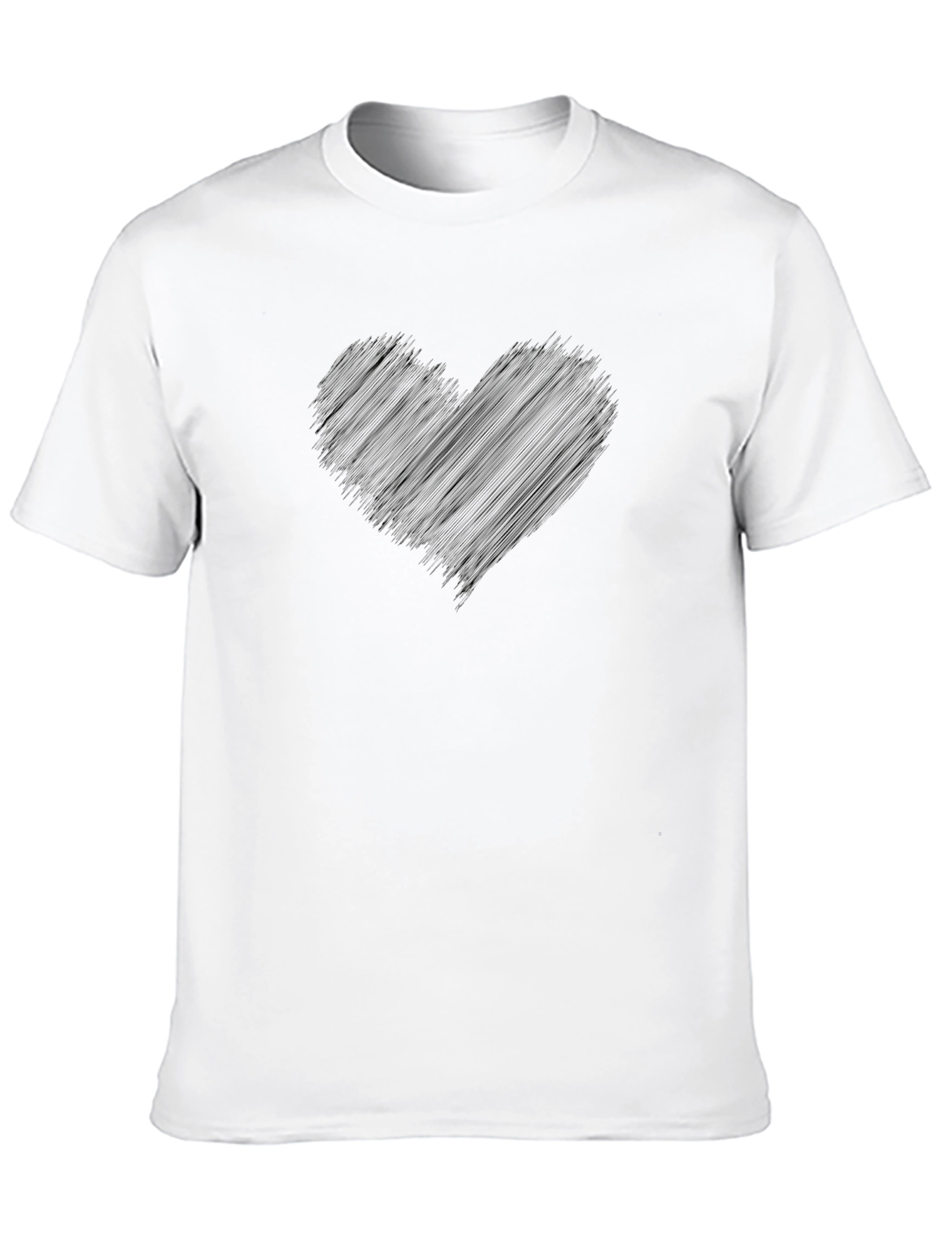 Black Men's Black Graphic T-Shirt - Heart Design view 10