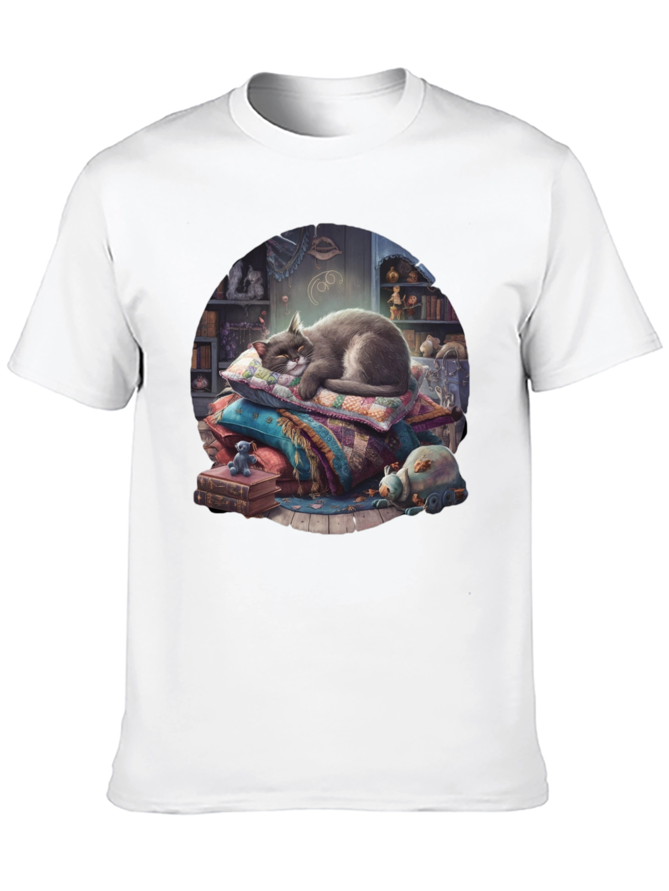 Black Cozy Cat Nap T-Shirt view 10