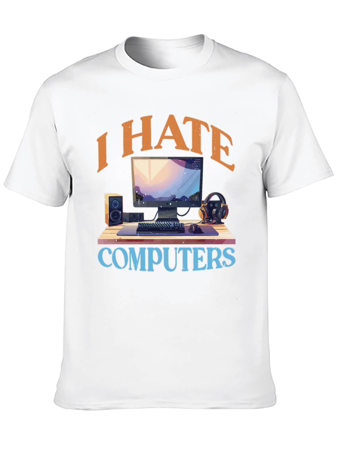 Black I Hate Computers Graphic Tee view 10