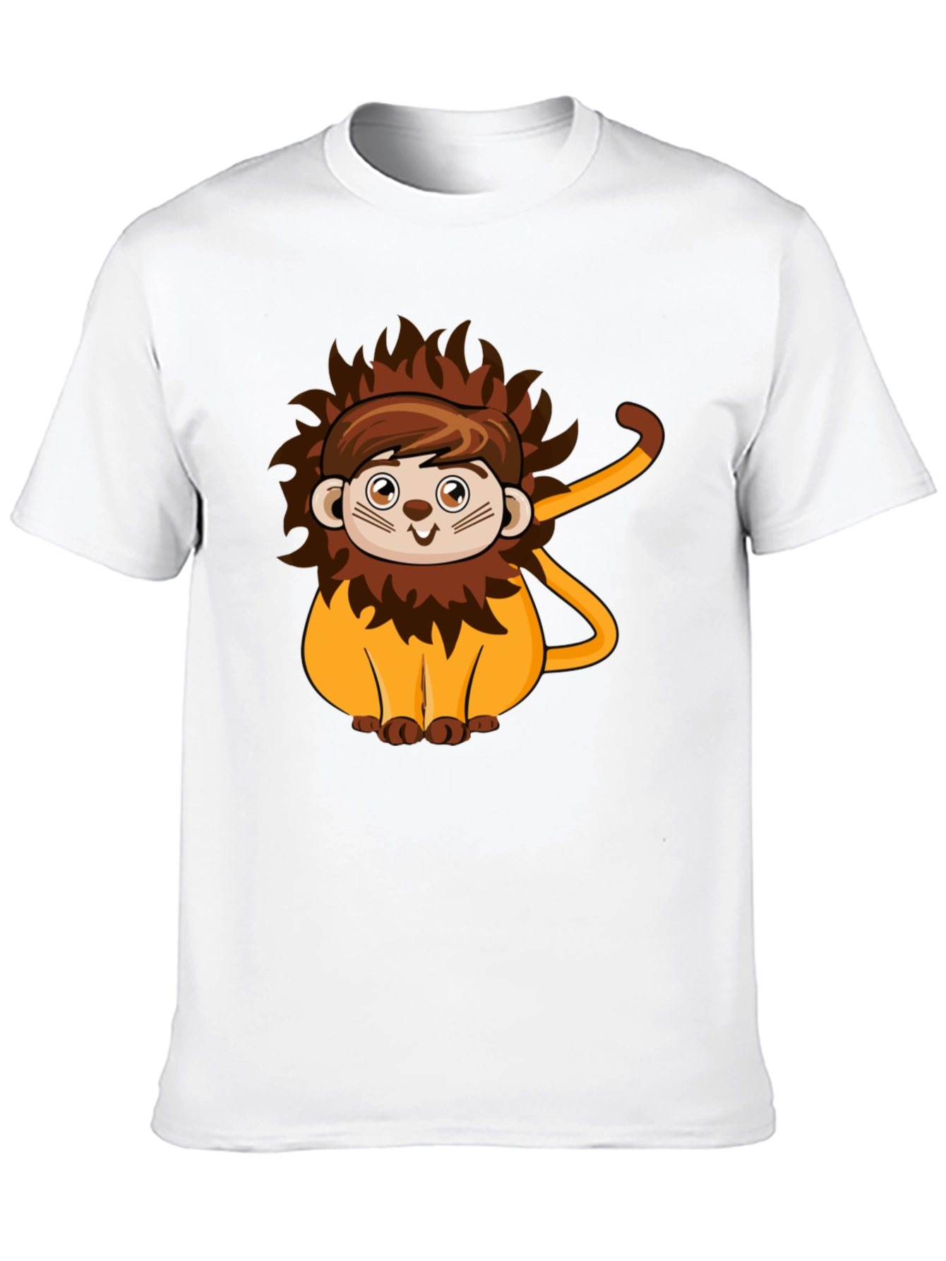 Black Cute Lion Cartoon Black T-Shirt view 10