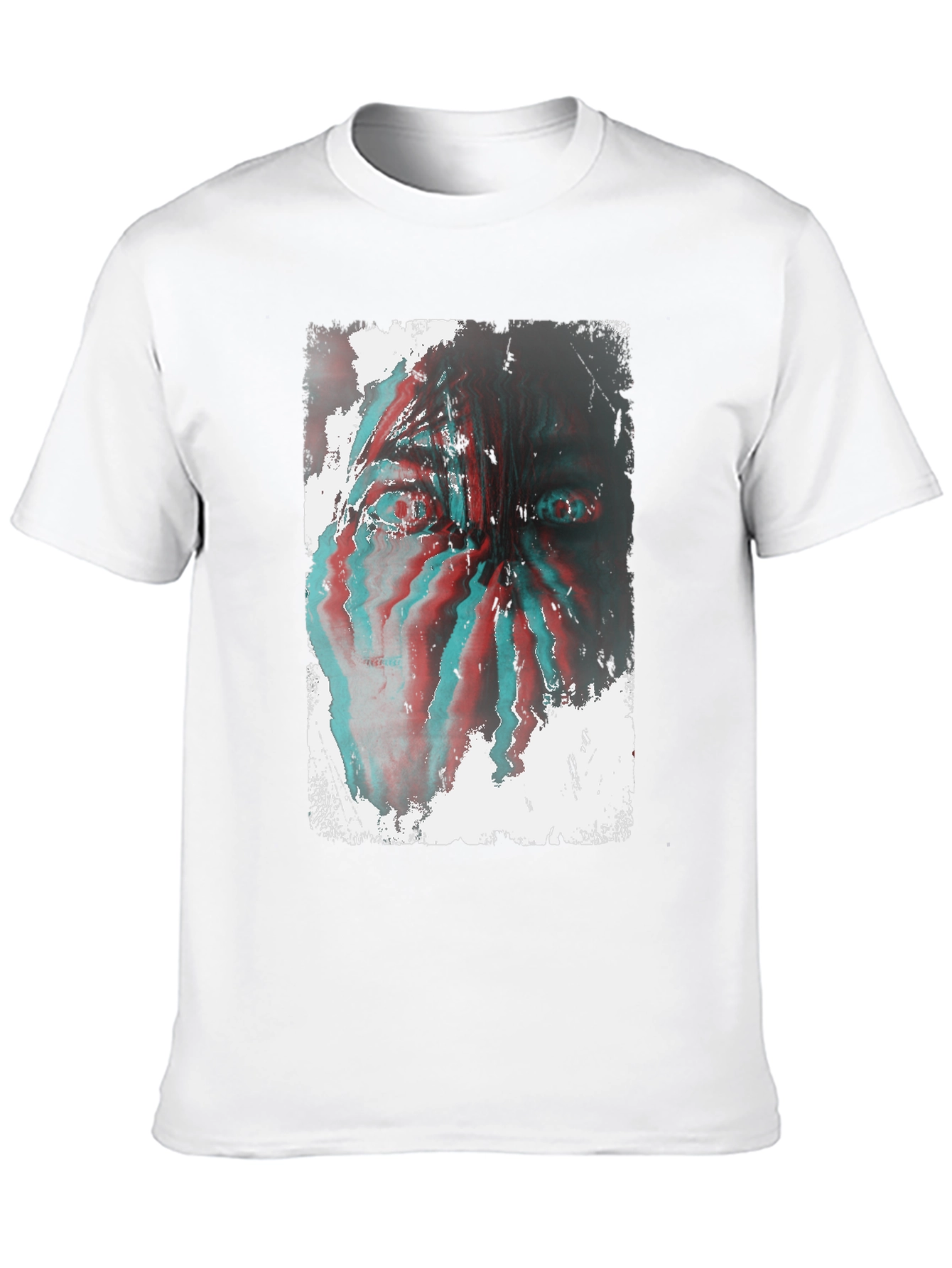 Black Distorted Face Graphic Tee - Black Cotton Blend view 10