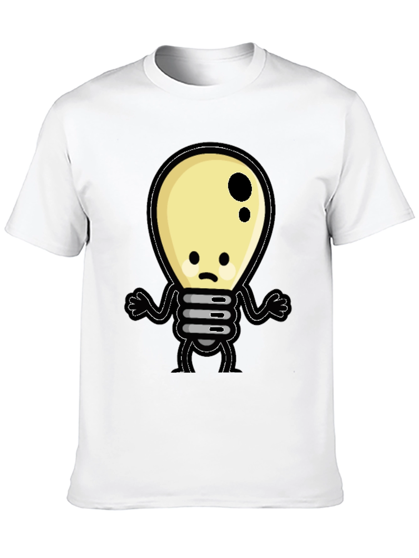 Black Sad Light Bulb Graphic T-Shirt - Black Cotton Tee view 10