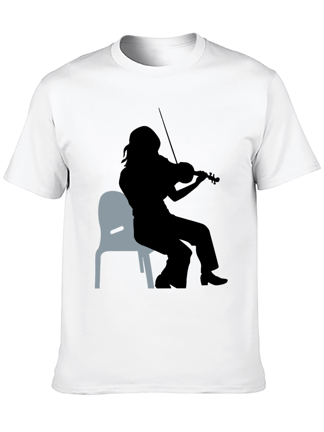 Black Violinist Silhouette Graphic Tee - Unisex Black T-Shirt view 10