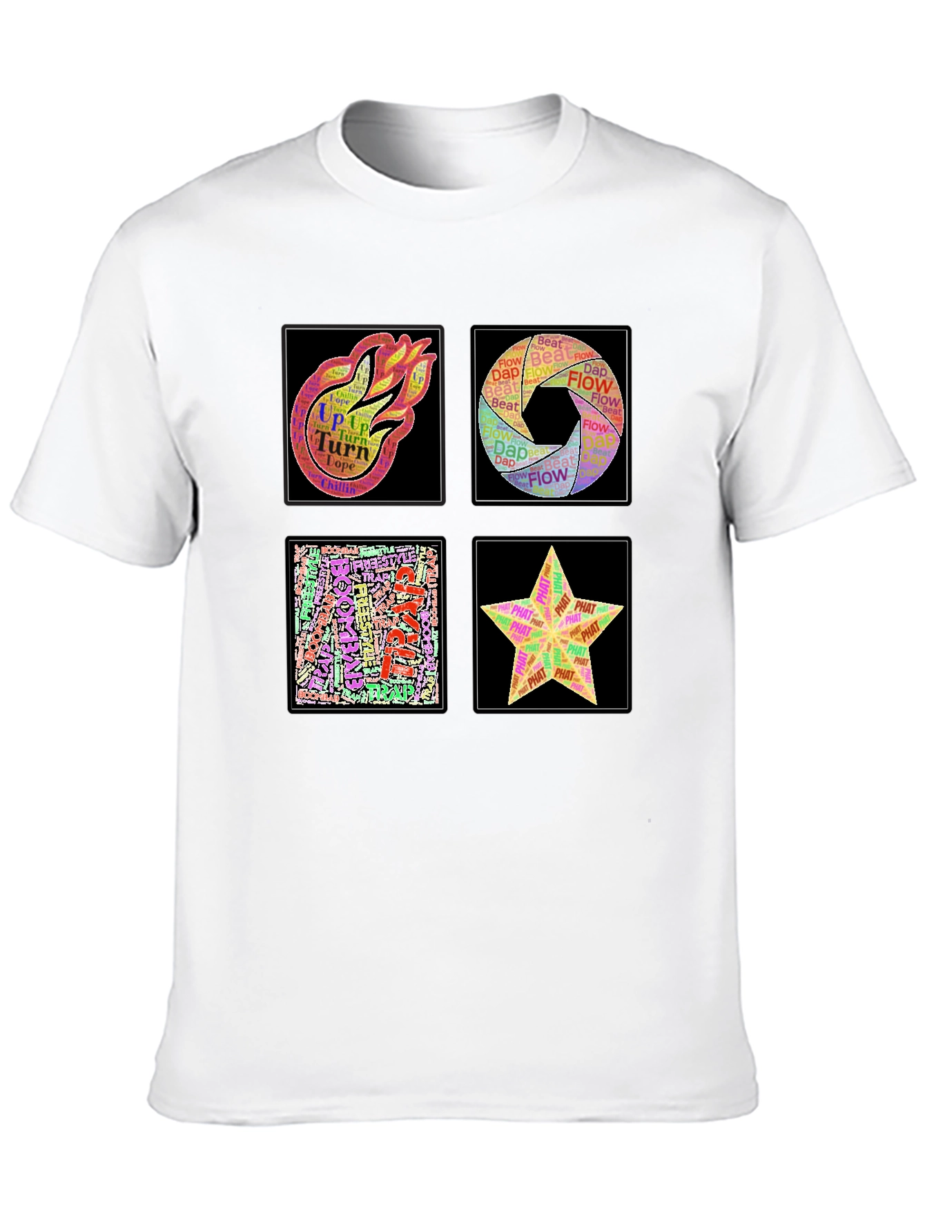 Black Abstract Art Word Design Men's Black T-Shirt view 10