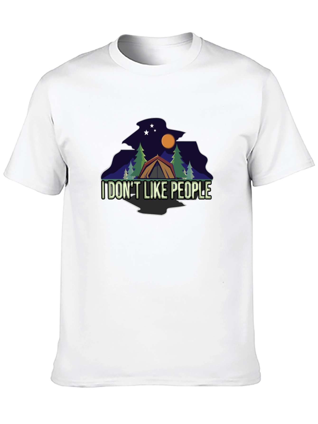 Black I DON'T LIKE PEOPLE Camping Black T-Shirt view 10