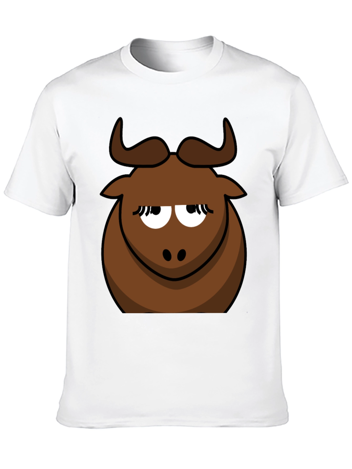 Black Funny Cartoon Bull Graphic Tee - Black Cotton T-Shirt view 10