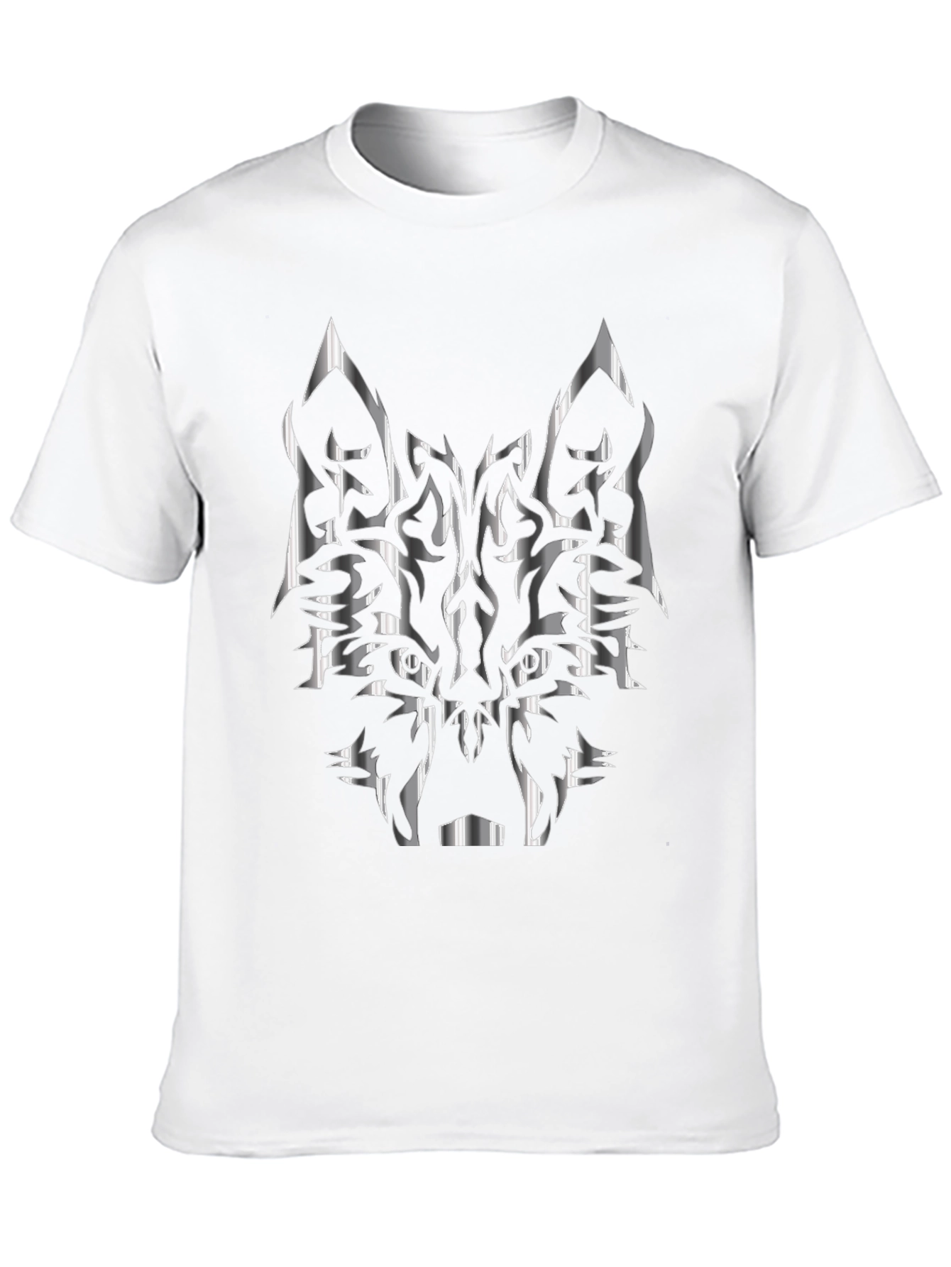 Black Tribal Wolf Graphic Black T-Shirt view 10