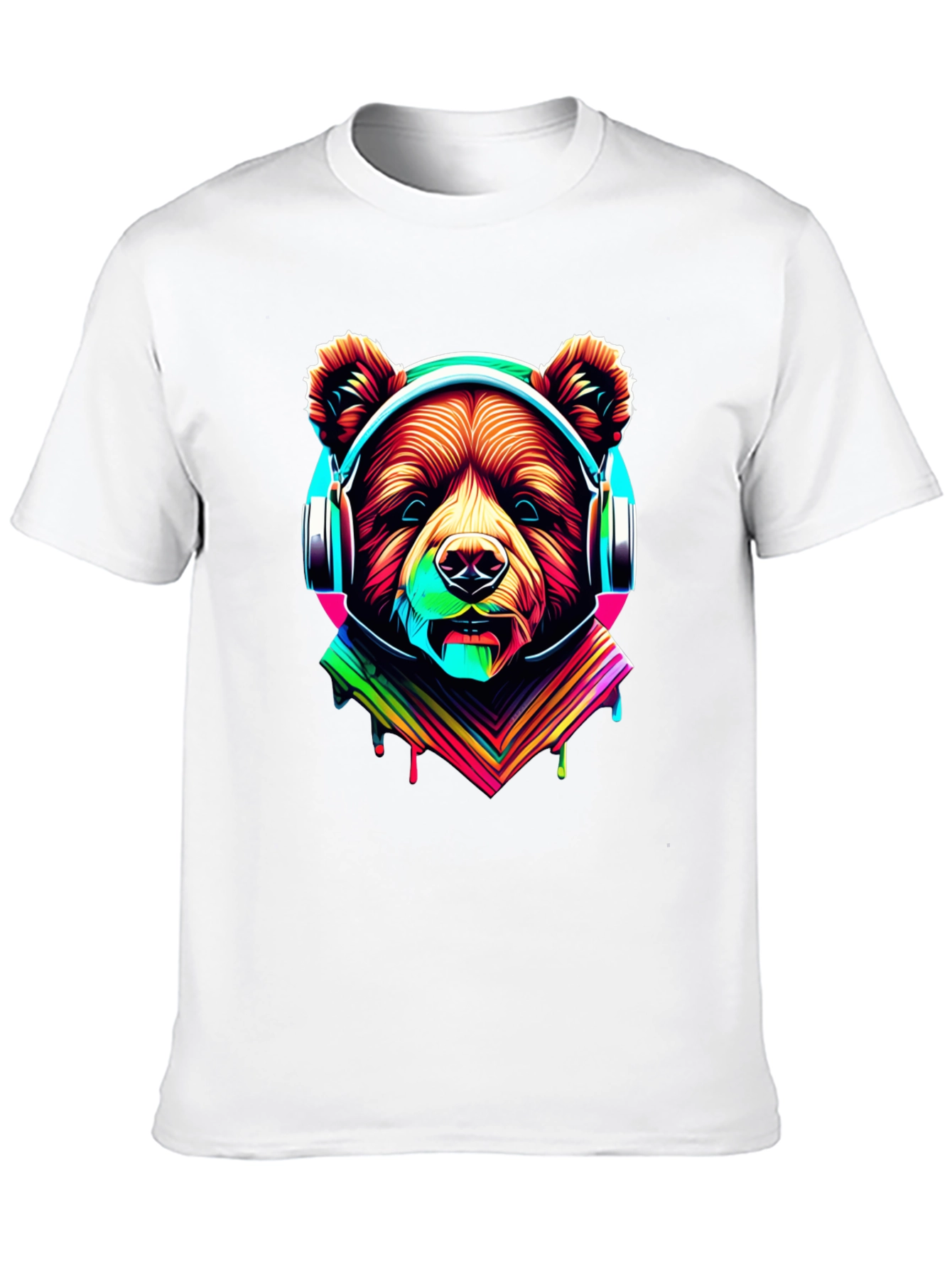 Black Bear in Headphones Graphic Tee view 10