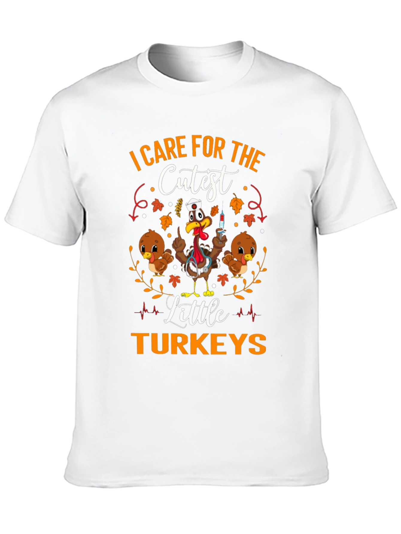 Black I Care For The Cutest Little Turkeys Graphic T-Shirt view 10