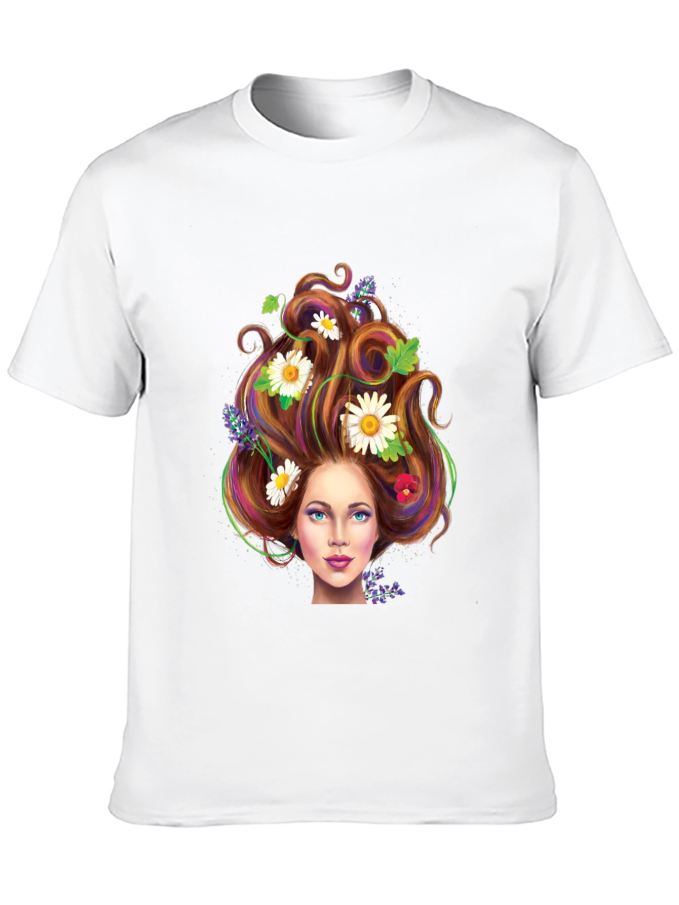 Black Floral Hair Woman Graphic Tee - Black view 10