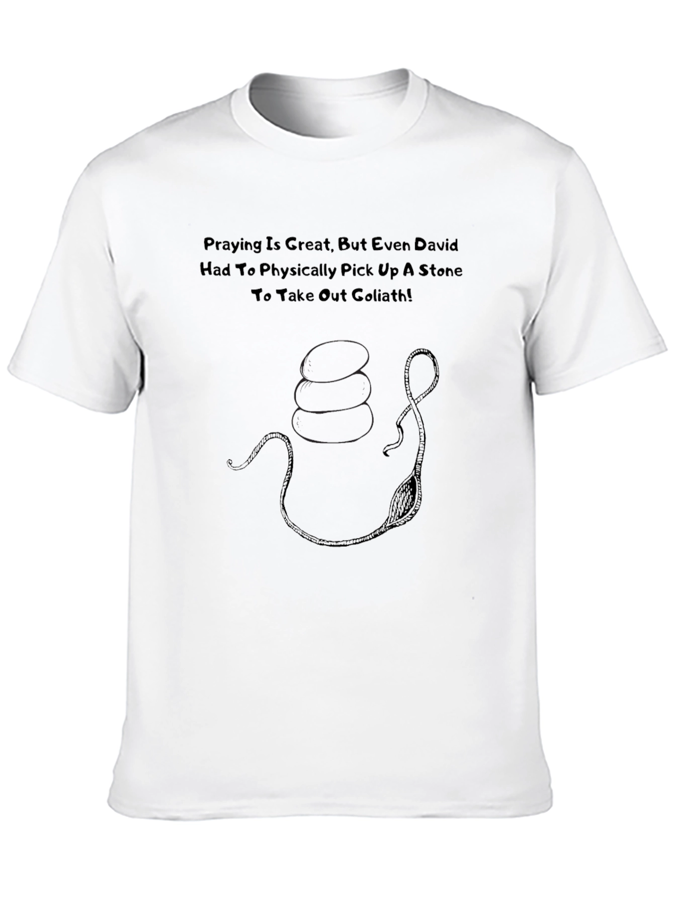 Black Praying Is Great T-Shirt: David and Goliath Design view 10