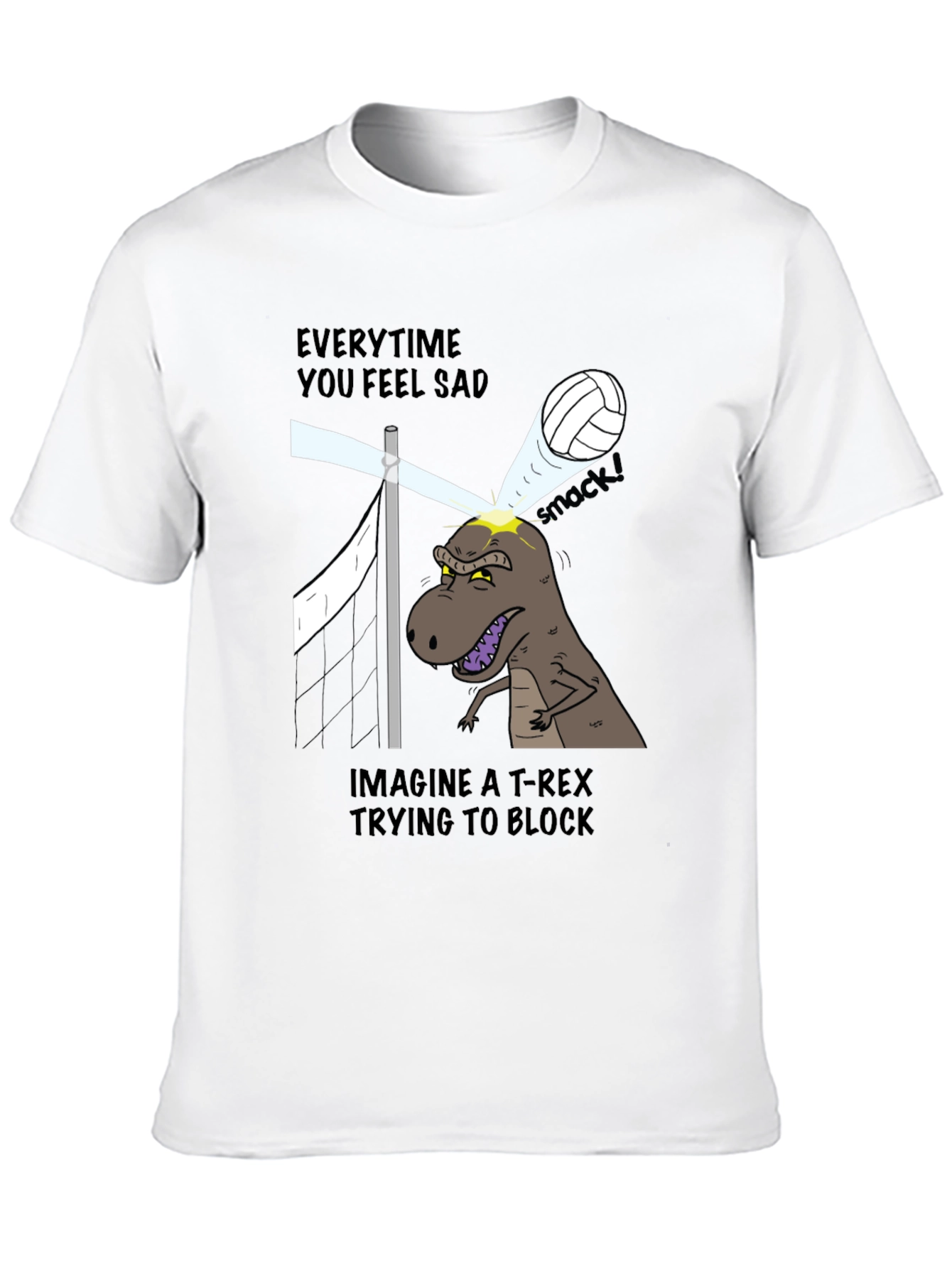 Funny T-Rex Volleyball Block Graphic Tee - 10