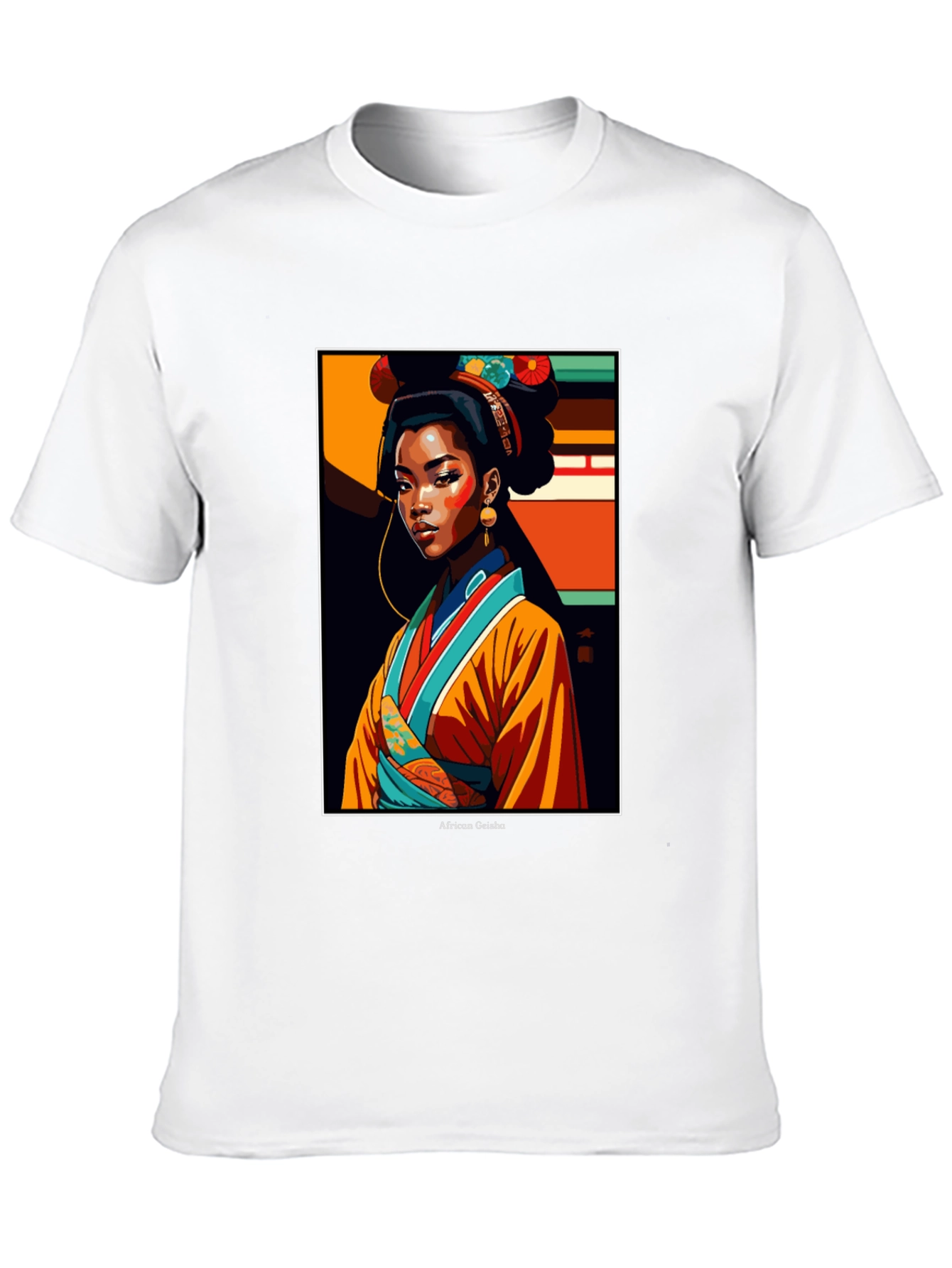 Black African Geisha Graphic Tee - Stylish Unisex T-Shirt view 10