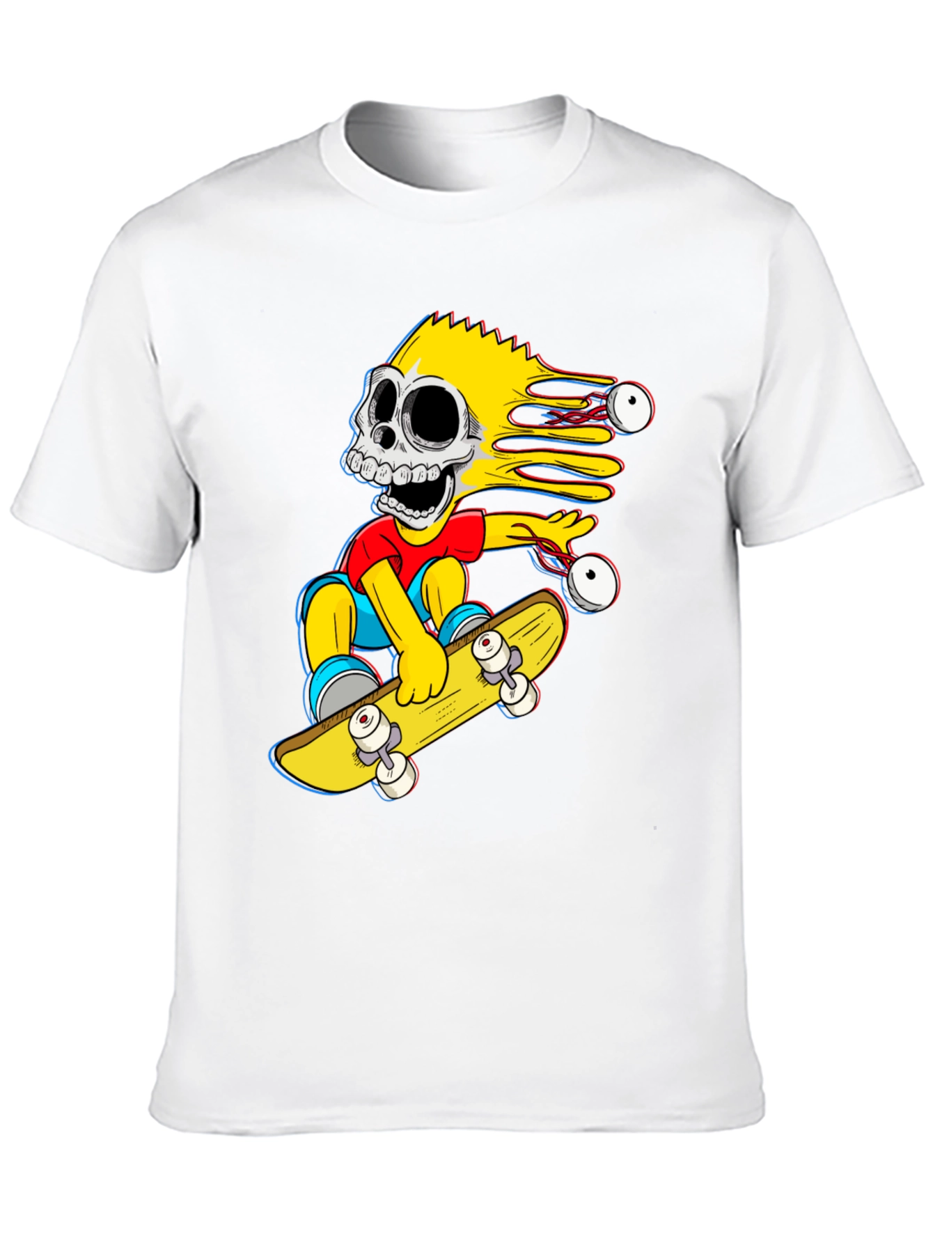 Black Skeleton Bart Simpson Skateboard Graphic Tee view 10