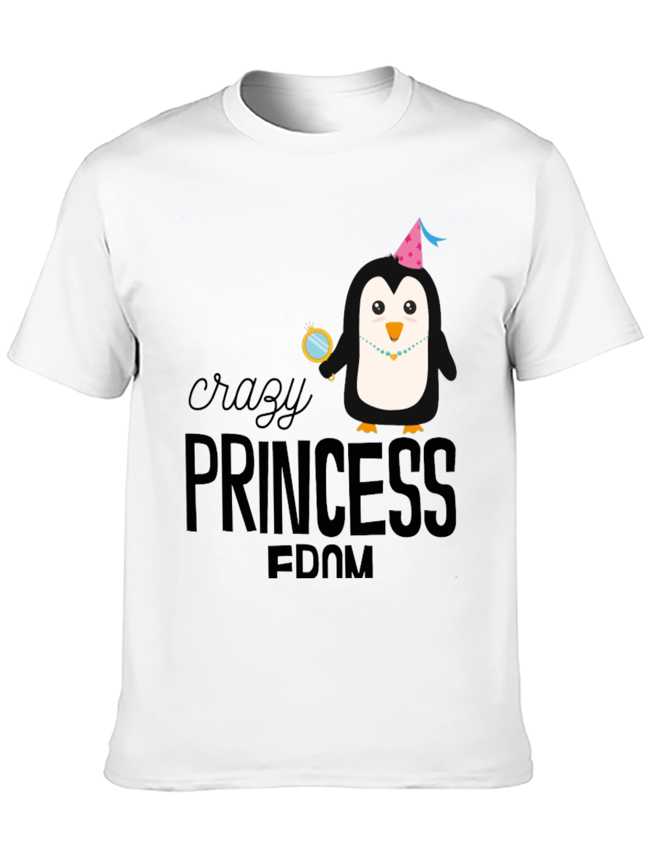 Black Crazy Princess Penguin Black T-Shirt view 10