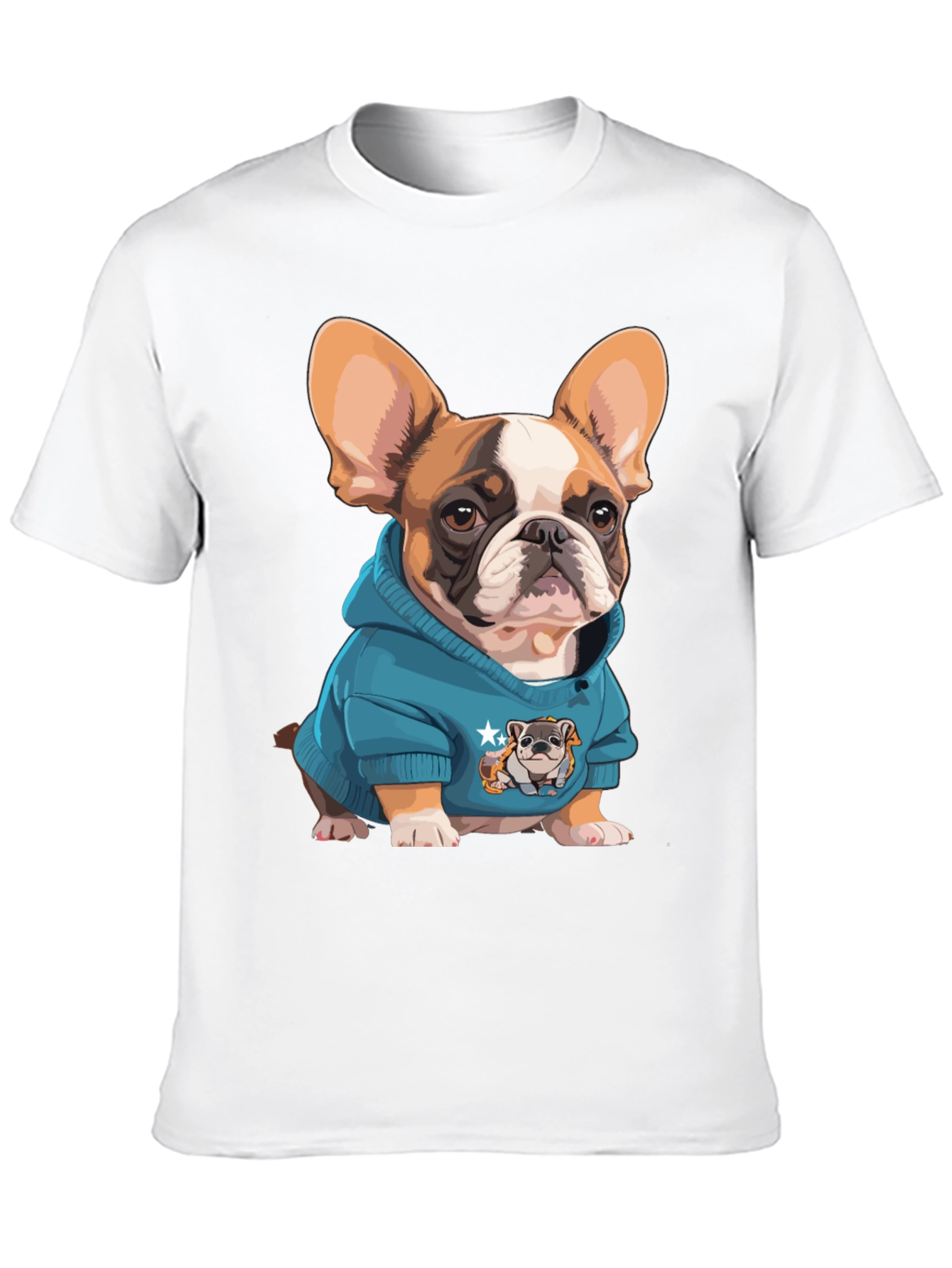 Black Bulldog in Hoodie Graphic Tee - Cute Dog Lover Shirt view 10