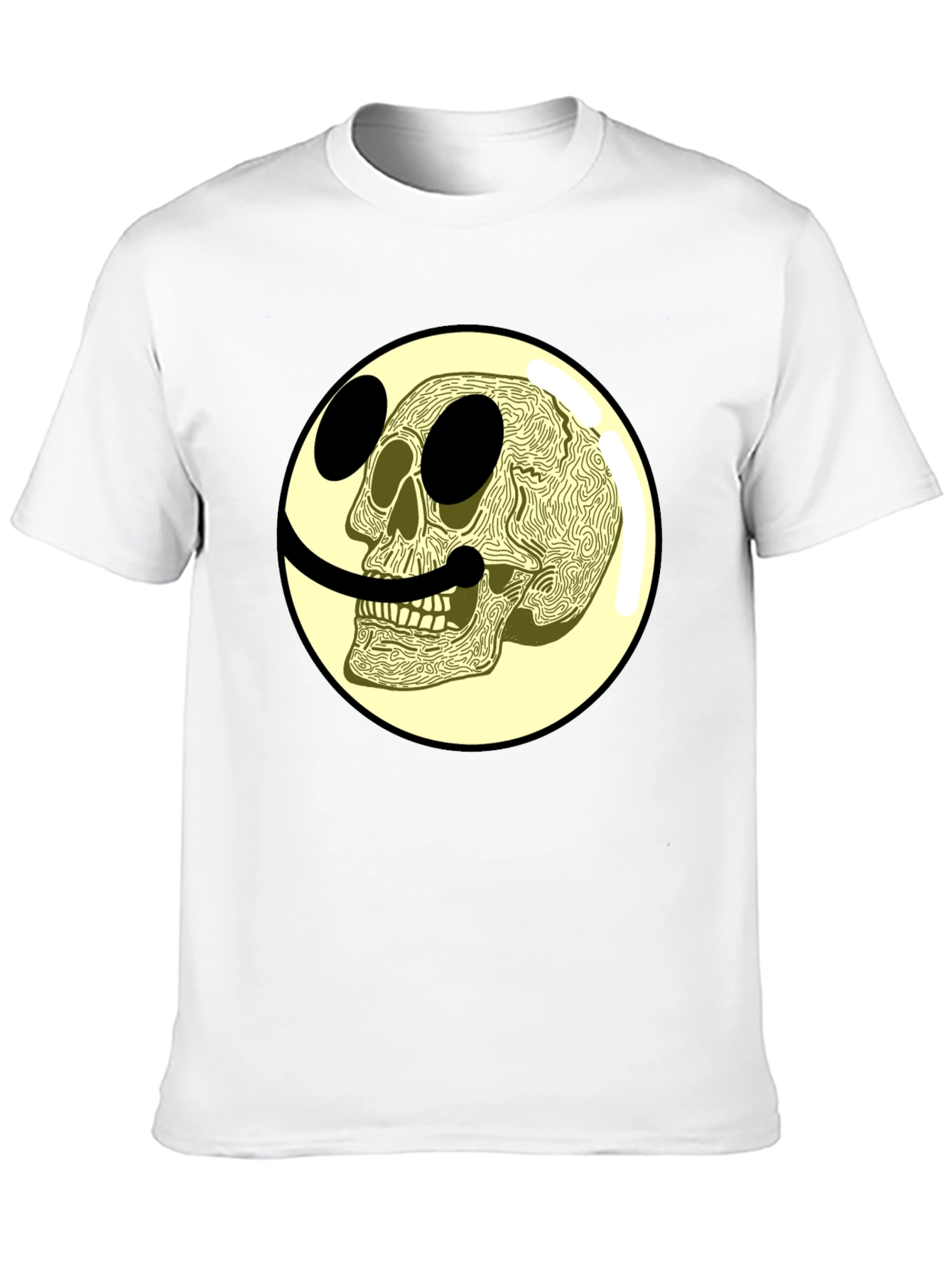 Black Skull Smiley Face Graphic Tee view 10