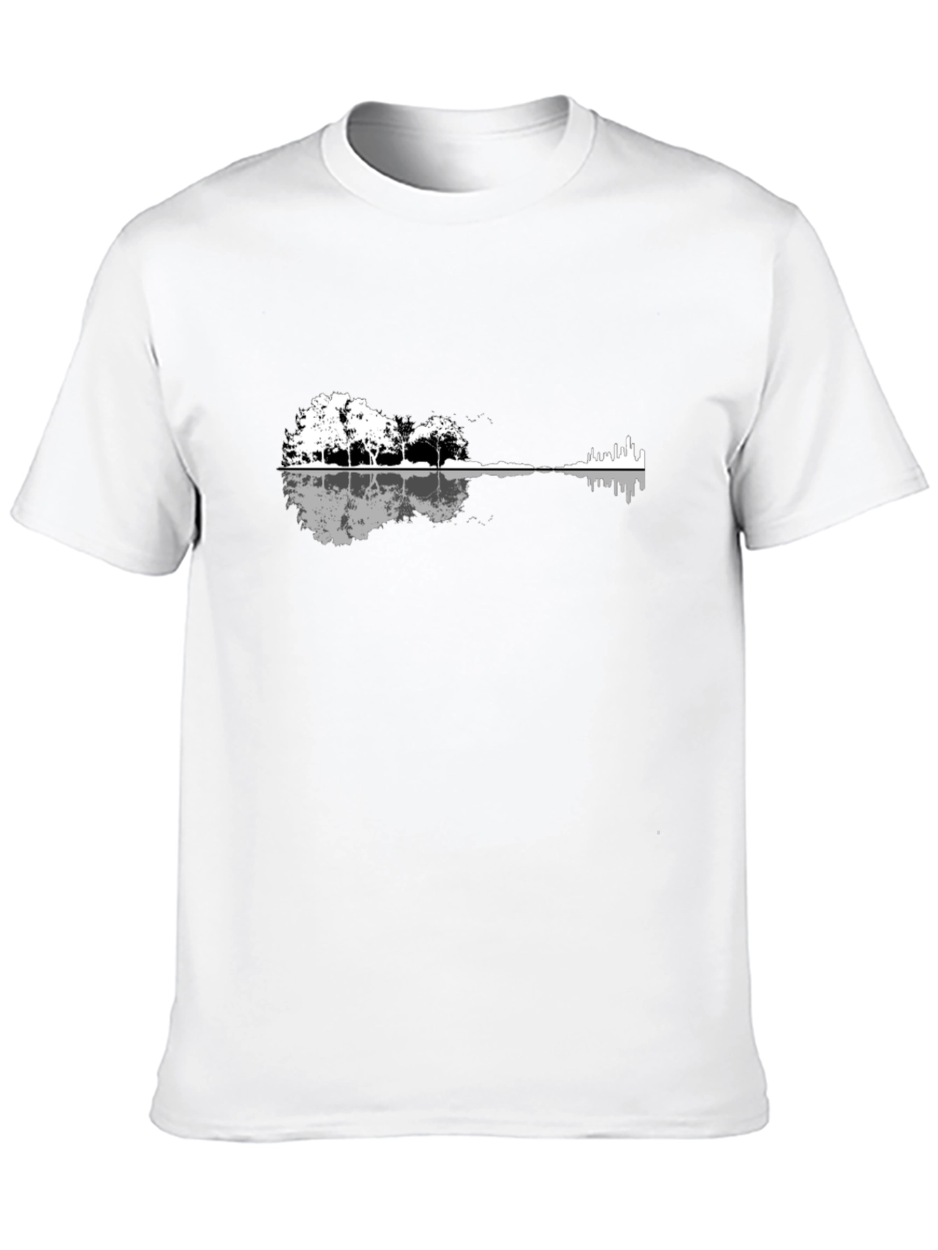 Black Guitar Landscape T-Shirt - Black Graphic Tee view 10