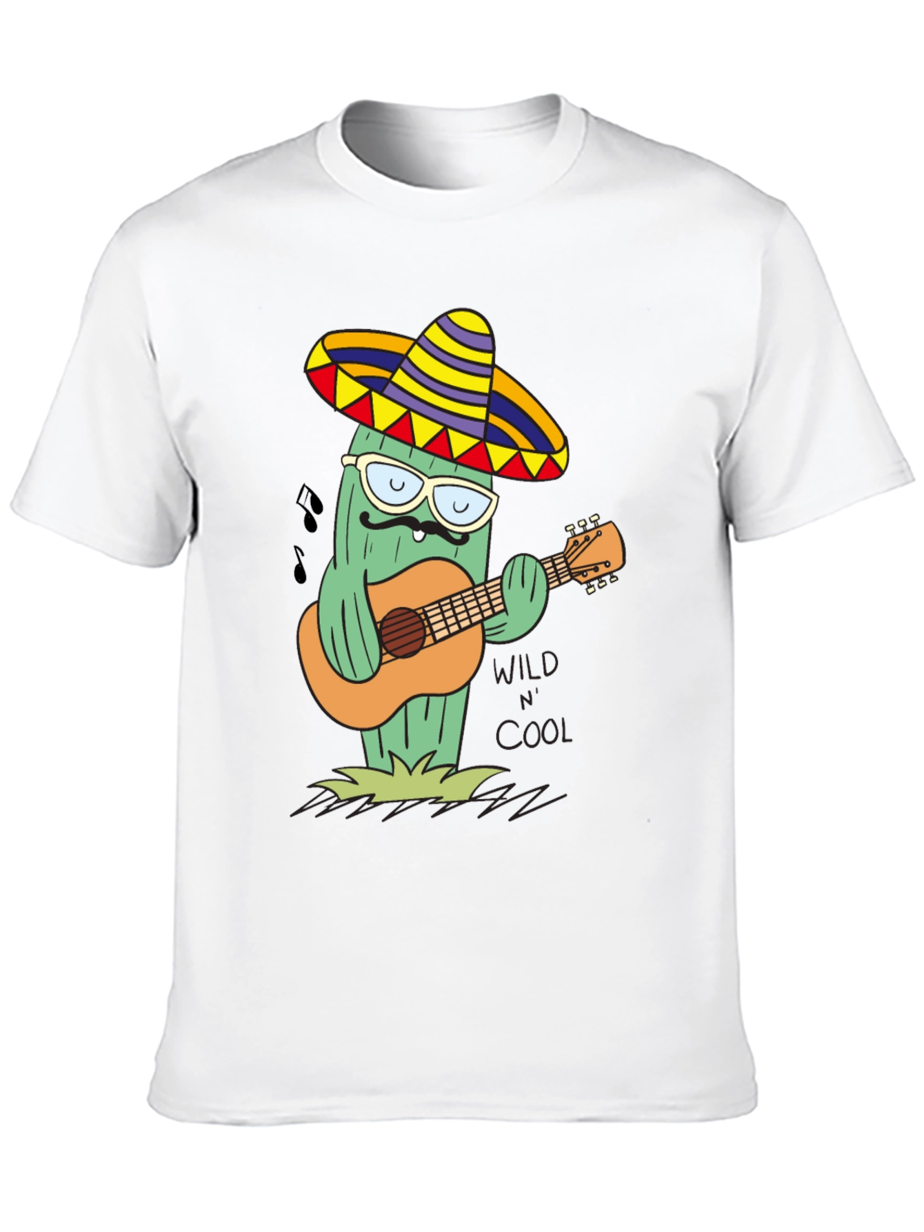 Black Cool Cactus Guitarist T-Shirt - Wild & Cool view 10