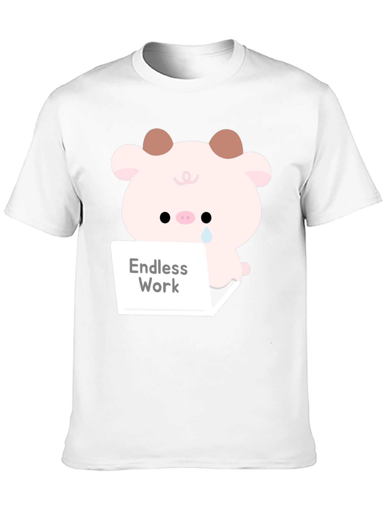 Black Endless Work Pig T-Shirt - Cute Graphic Tee view 10
