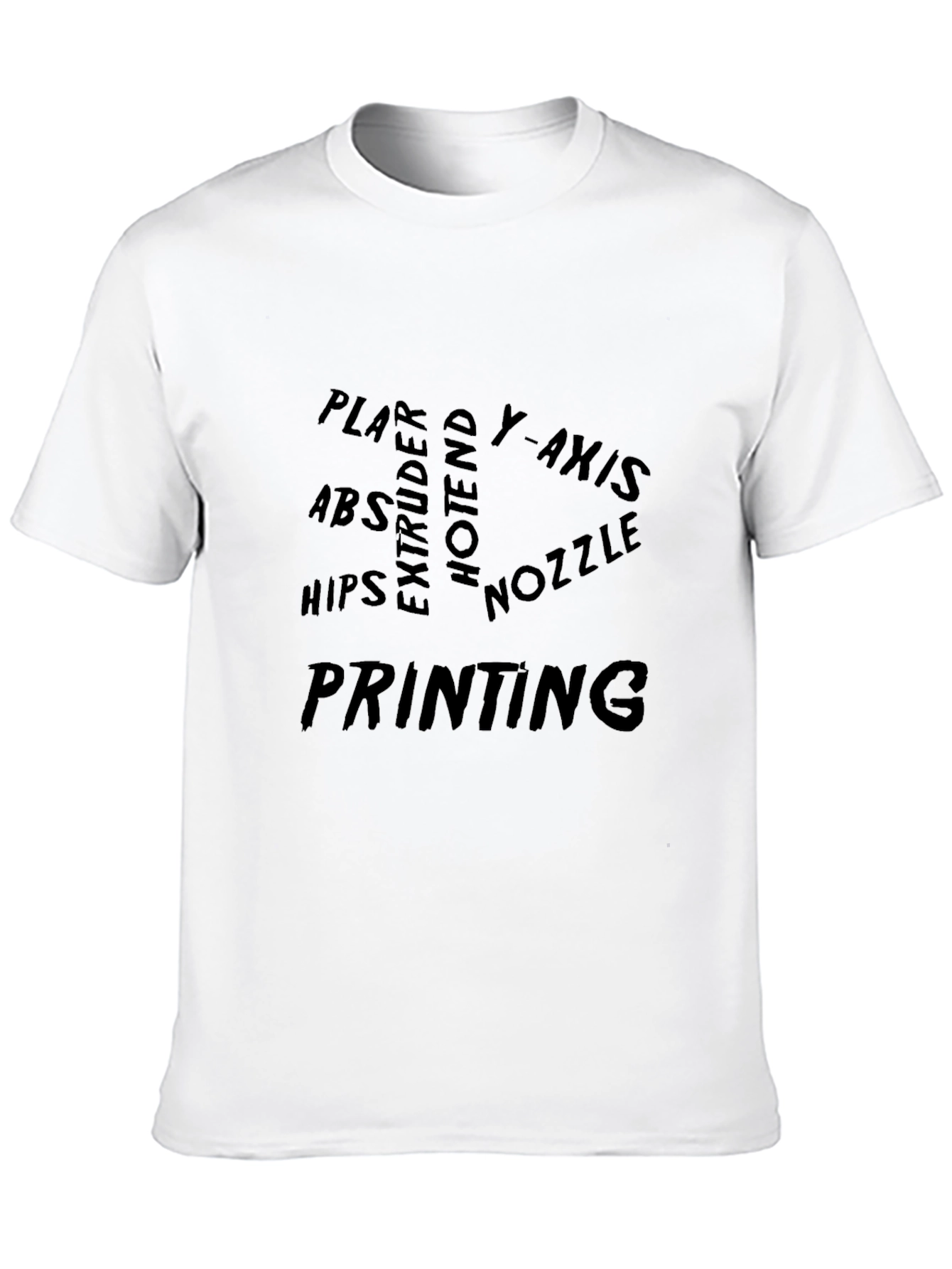 Black 3D Printing Word Cloud Black T-Shirt view 10