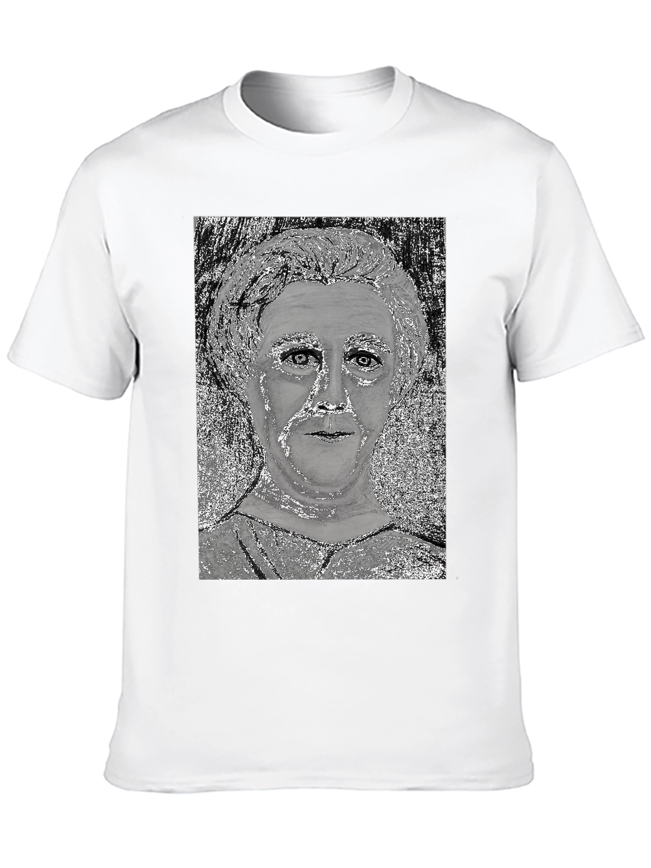 Black Unique Graphic Tee - Silver Portrait Design view 10