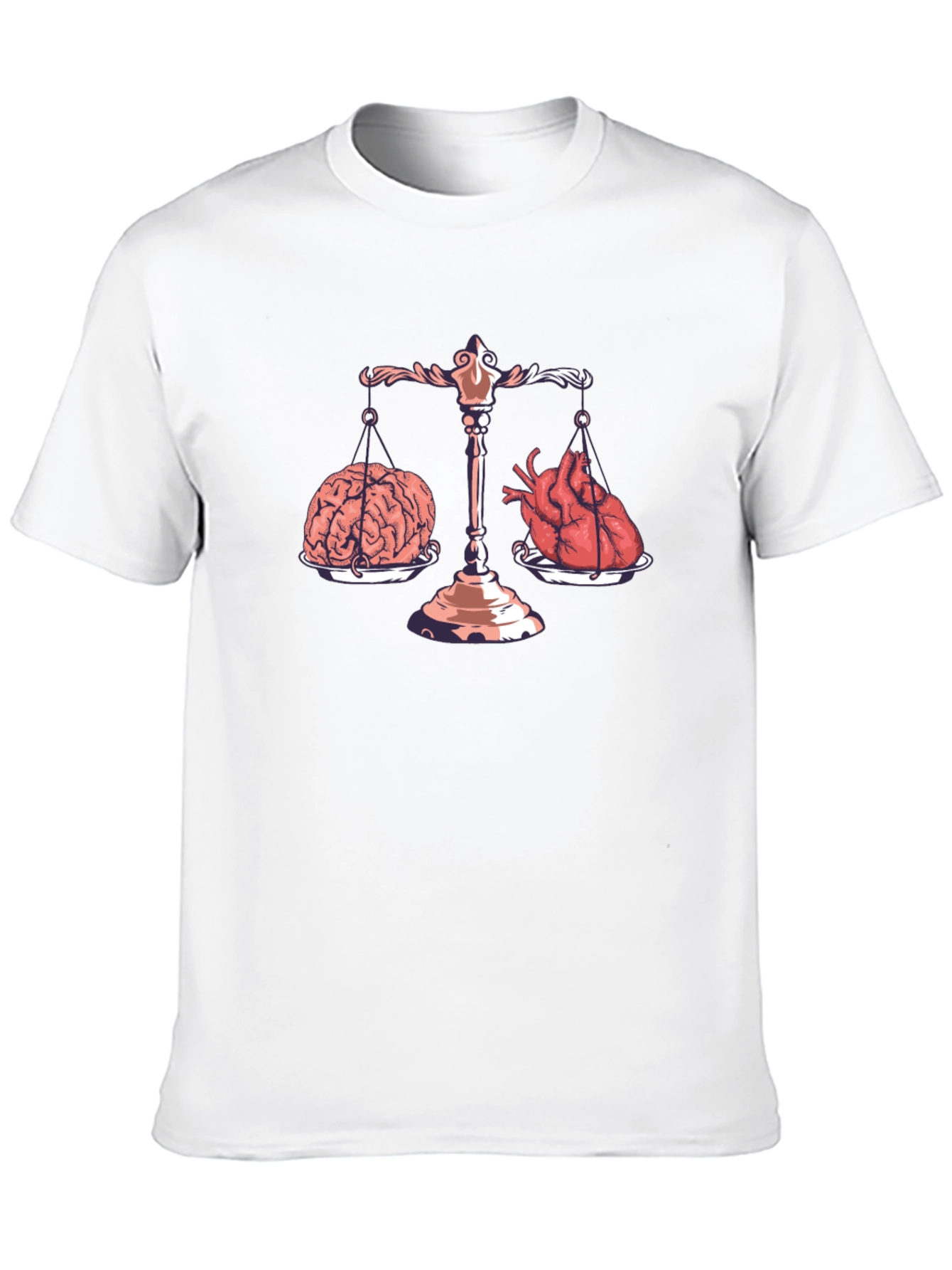 Black Brain vs Heart T-Shirt Balance Scale Tee view 10