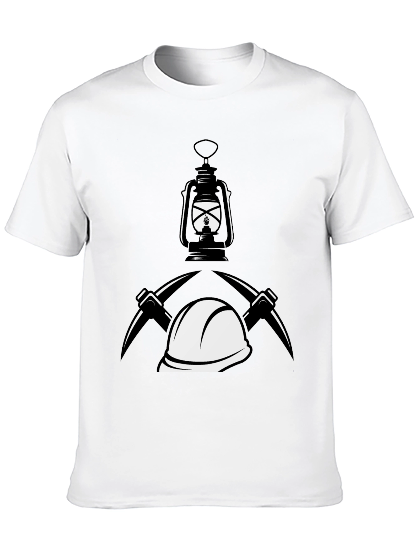 Black Miner's Motif Graphic Tee - Black Cotton Blend view 10