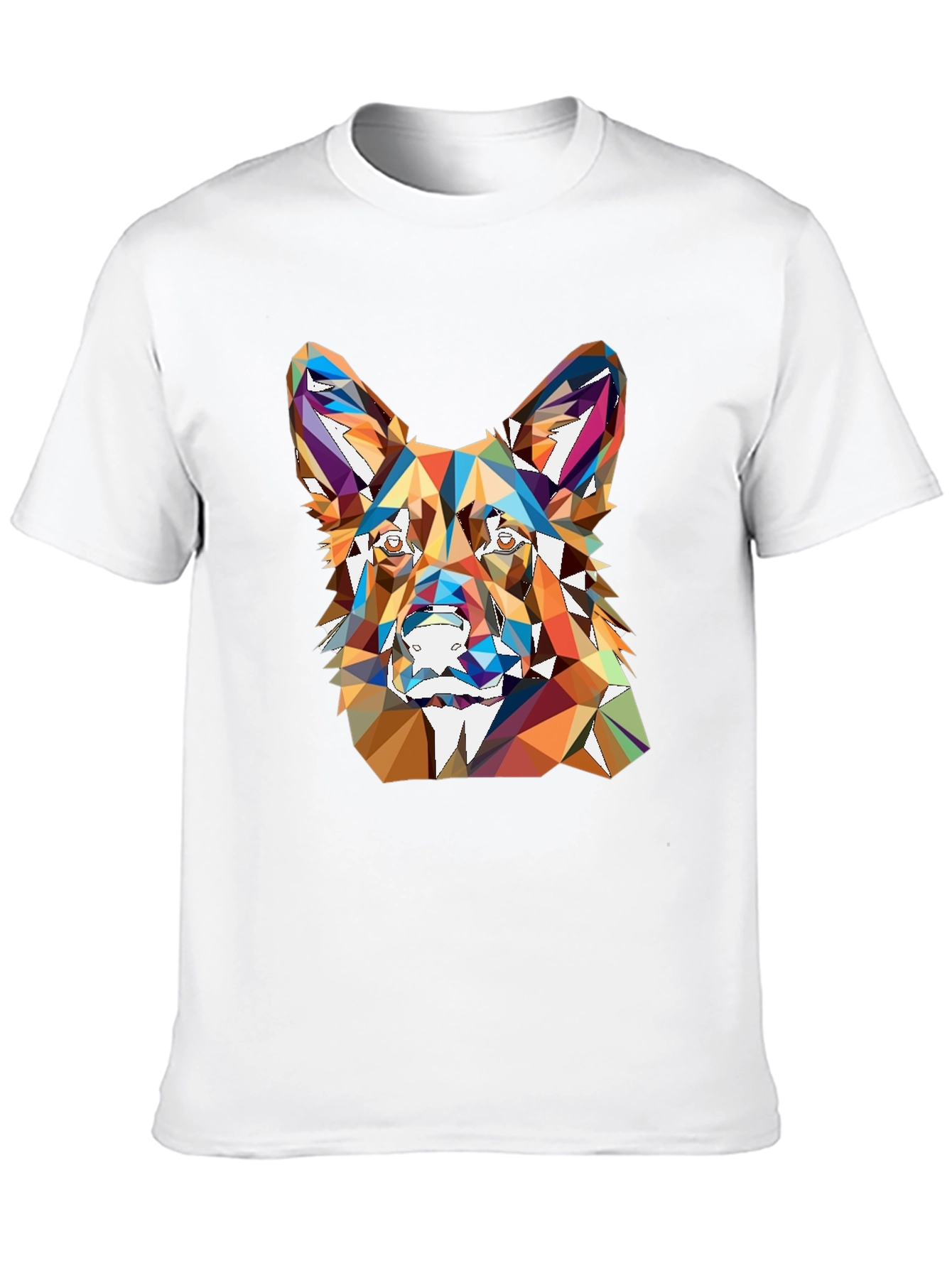 Black Geometric Dog Head Print Black T-Shirt view 10