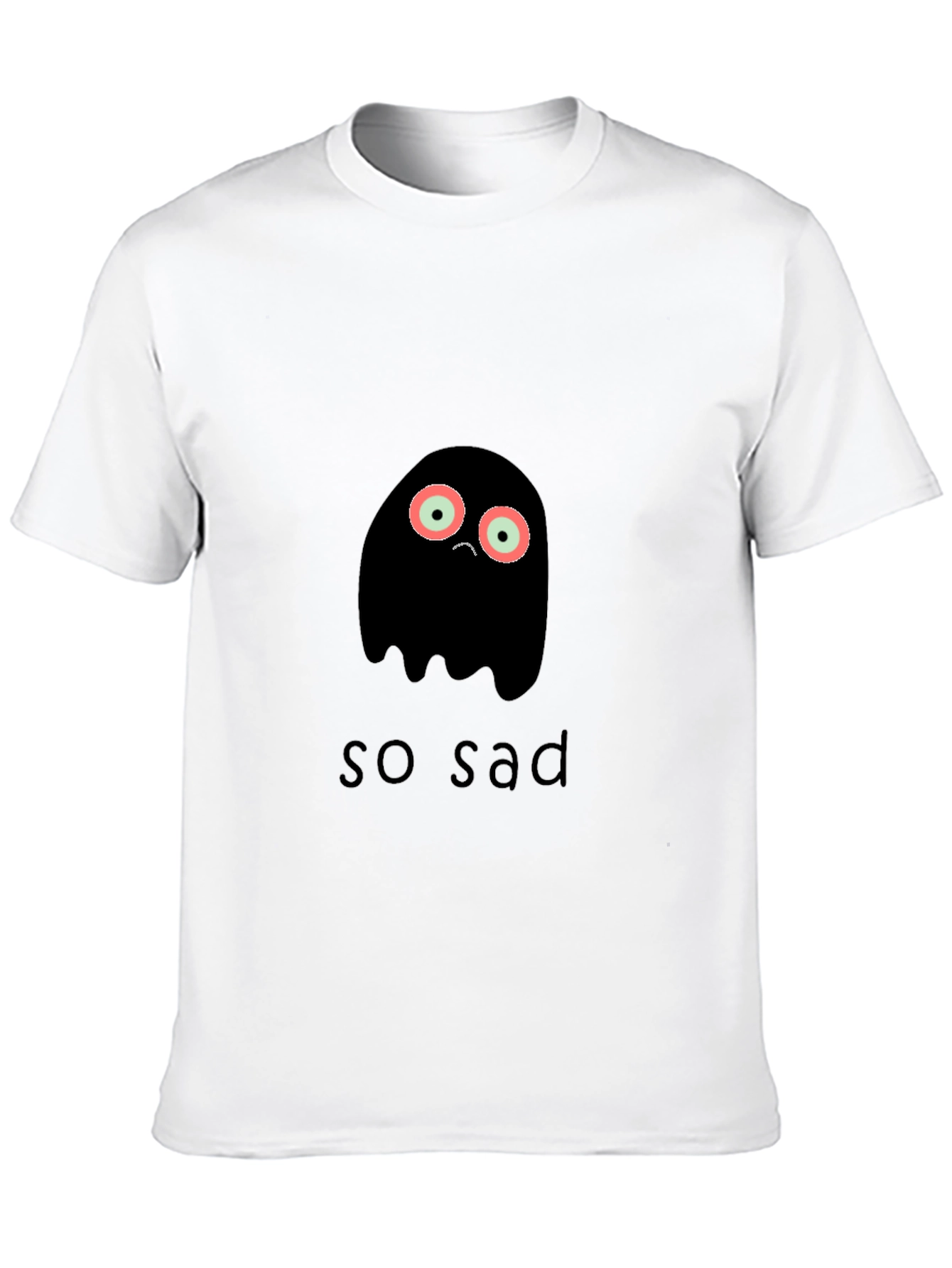 Black Sad Ghost Graphic Tee - Unisex Black T-Shirt view 10