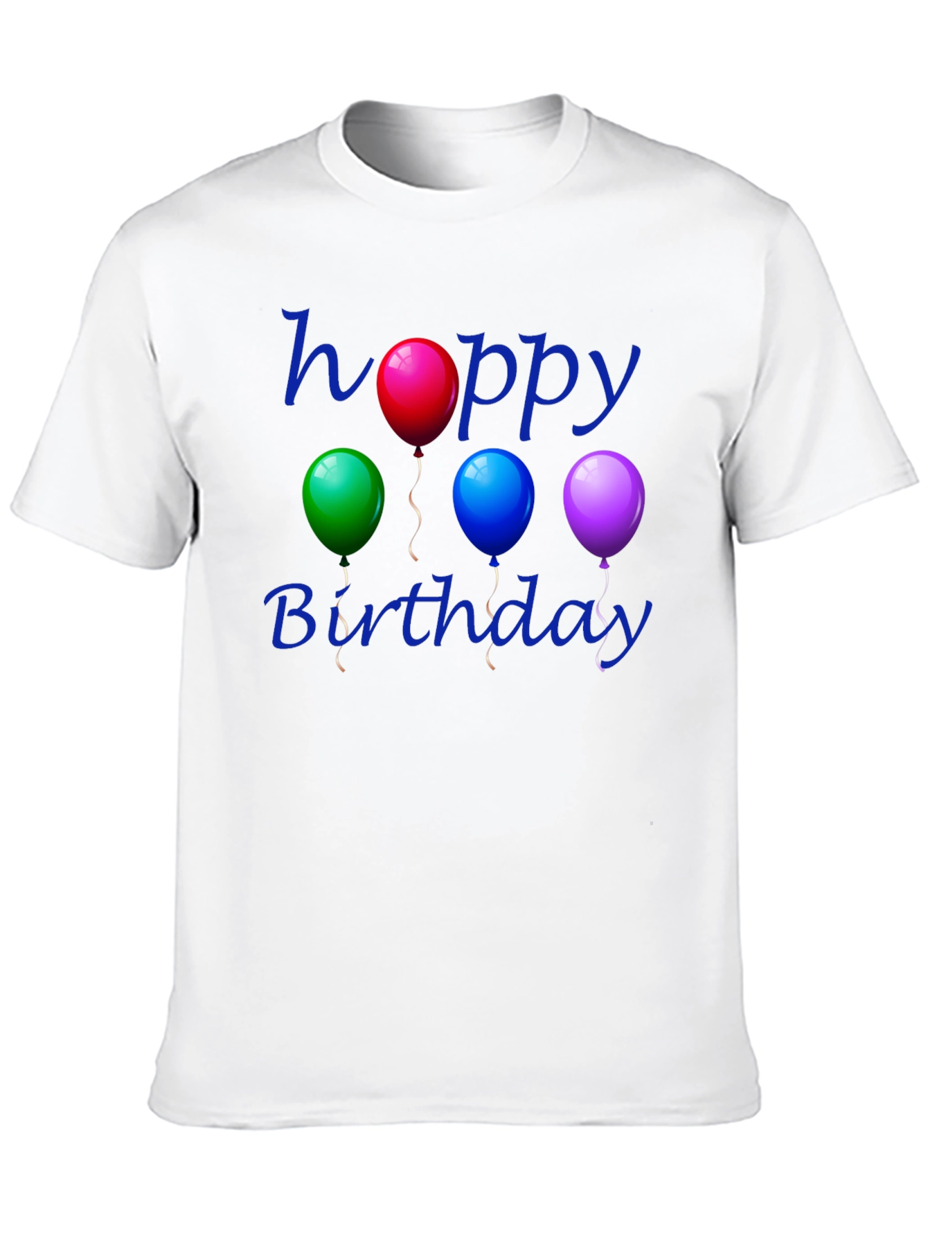 Black Happy Birthday Balloon T-Shirt - Black Cotton view 10