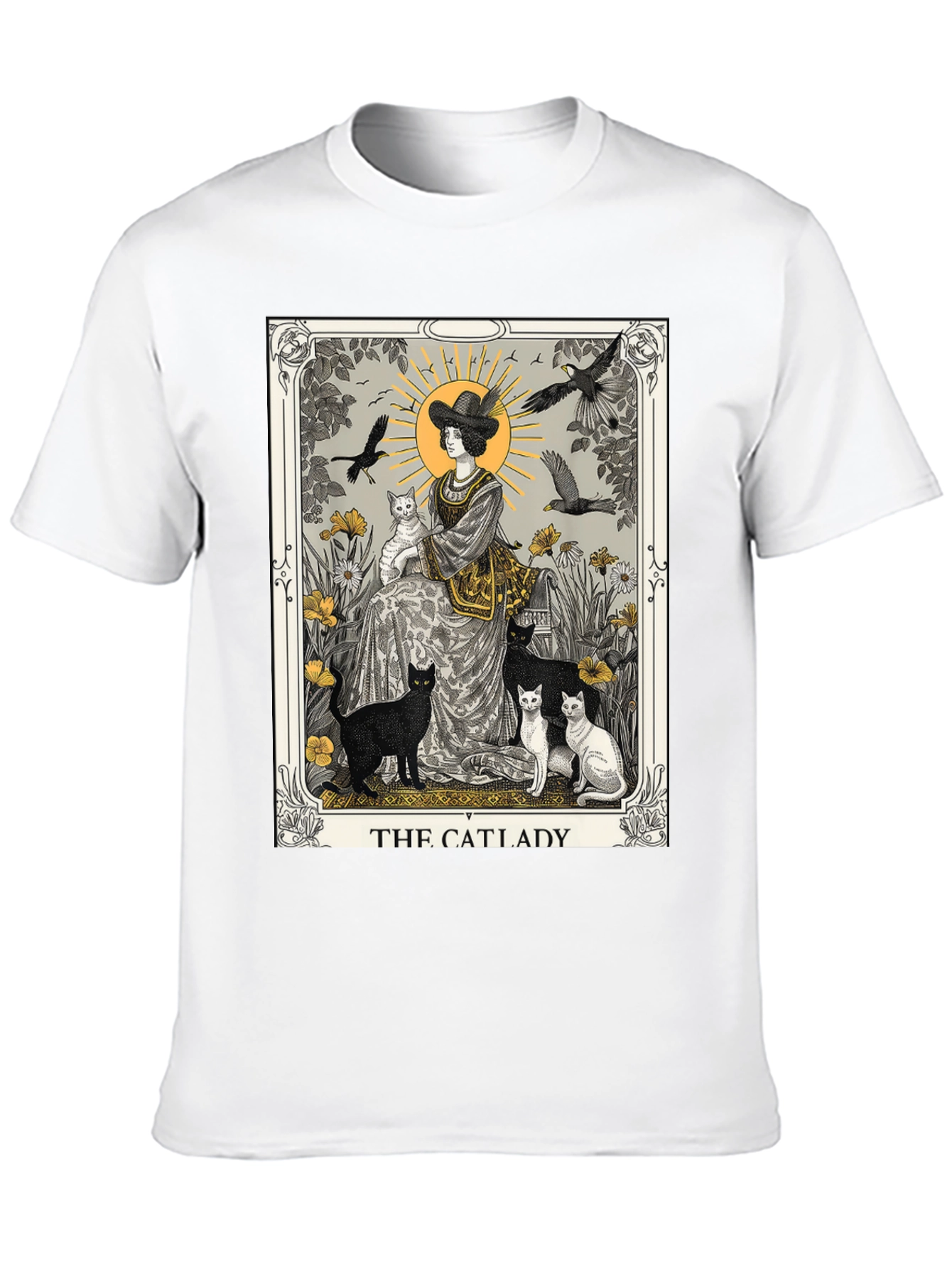 Black The Catlady Tarot Card T-Shirt - Unisex Graphic Tee view 10