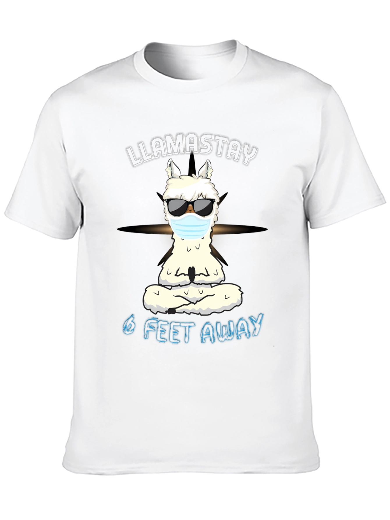 Black Llamastay 6 Feet Away Graphic Tee view 10