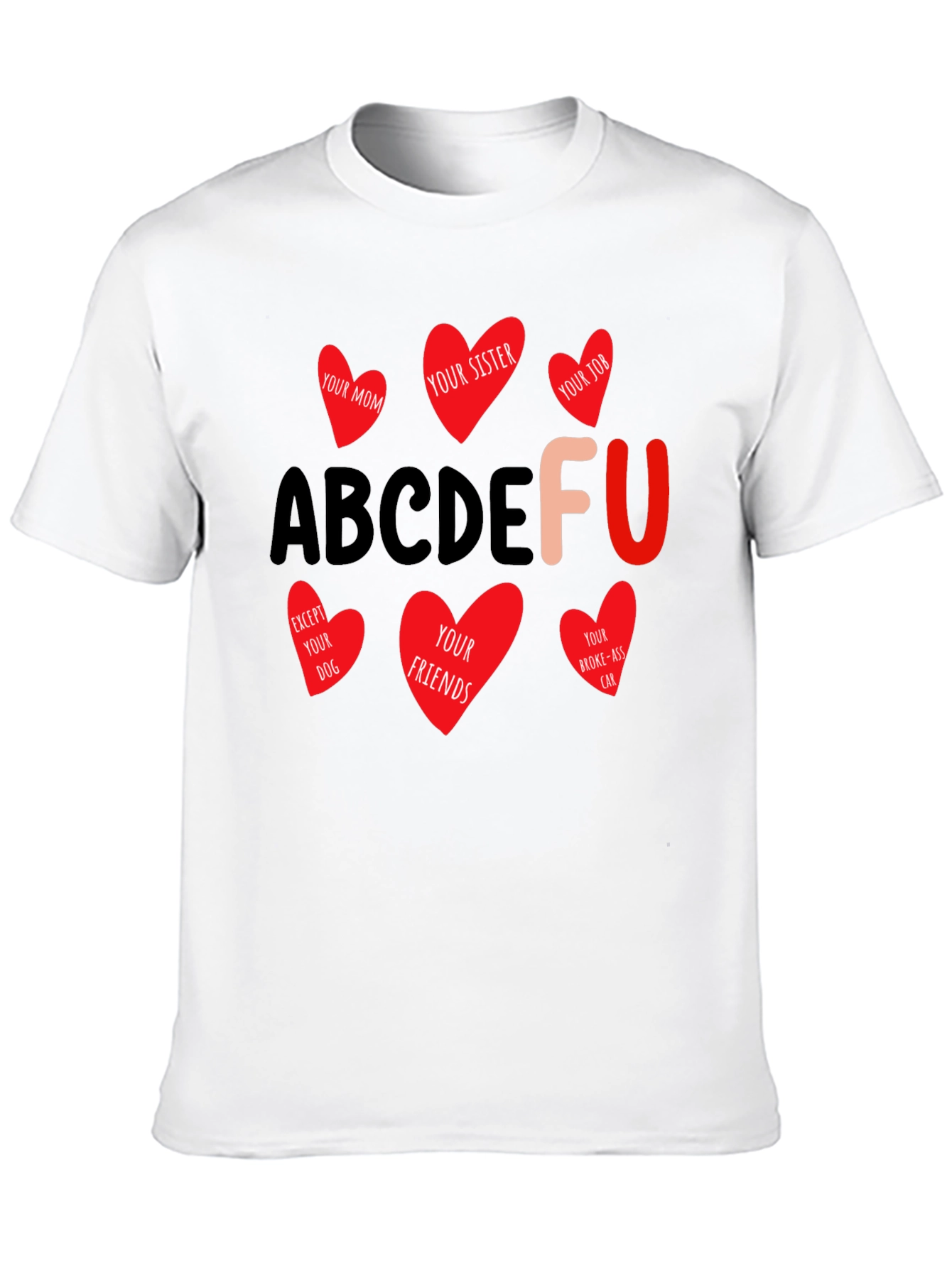 Black ABCDEFU T-Shirt Funny Graphic Tee view 10