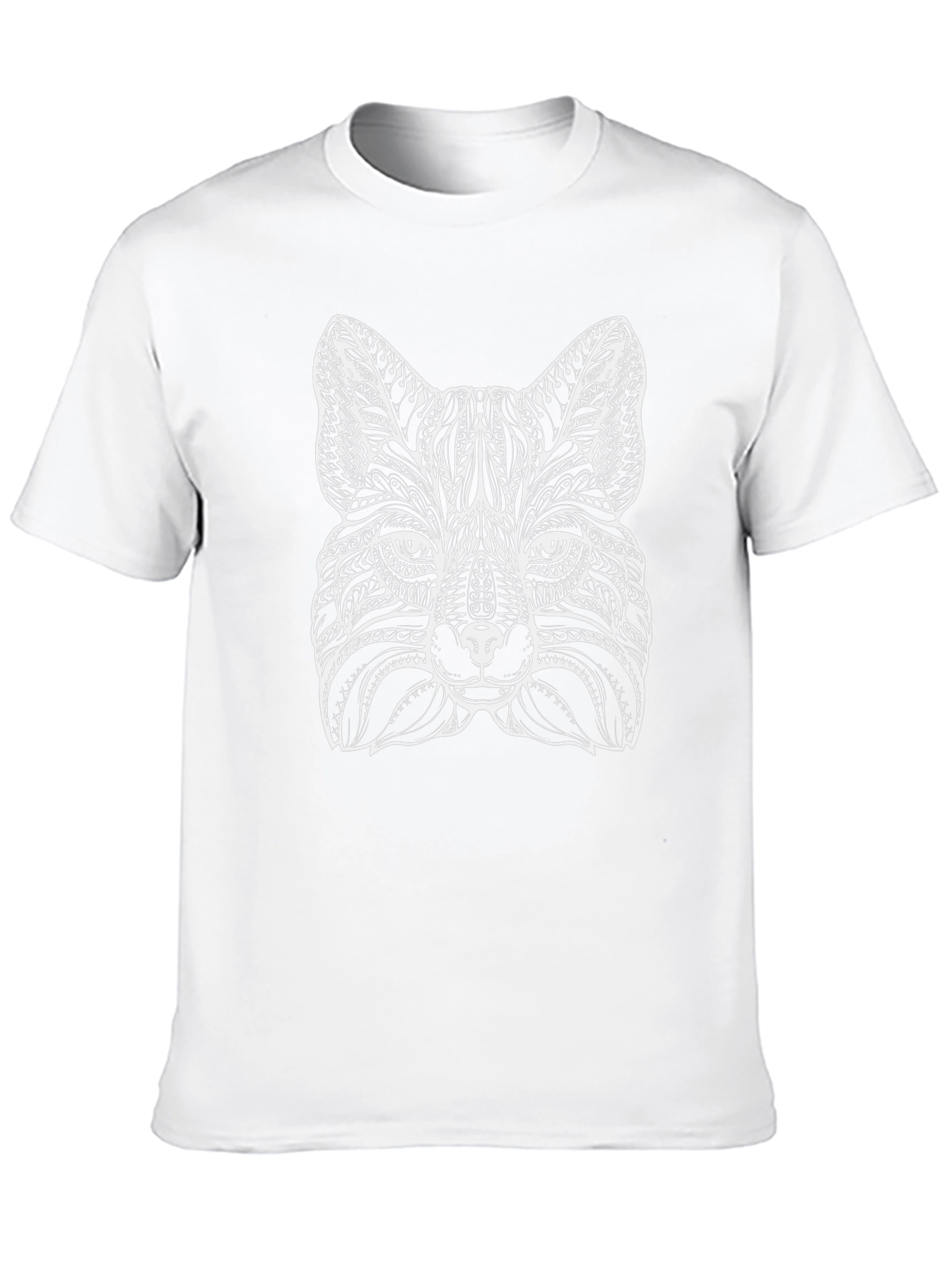 Black Intricate Fox Design Black T-Shirt view 10