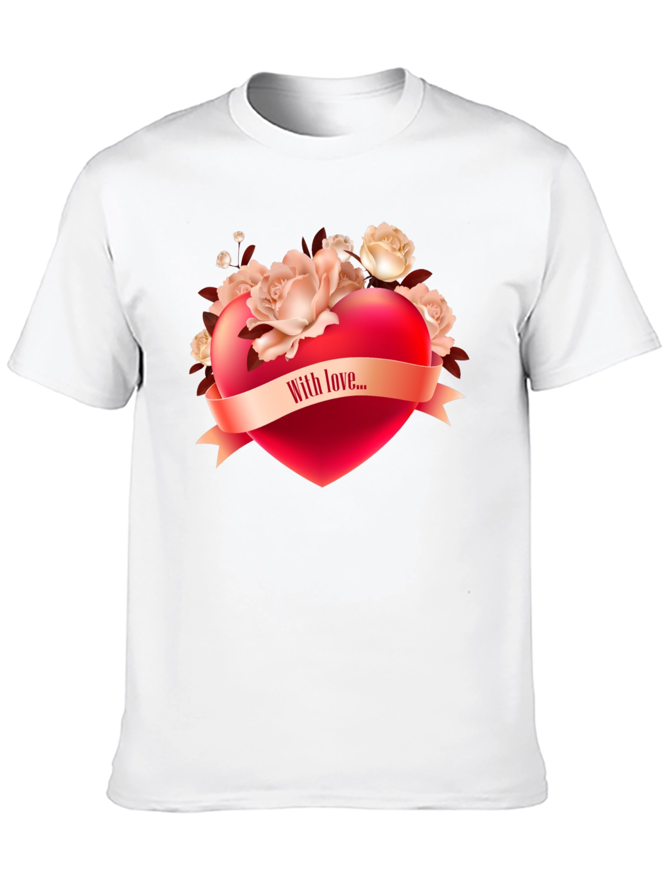 Black Romantic Heart & Roses Graphic T-Shirt view 10