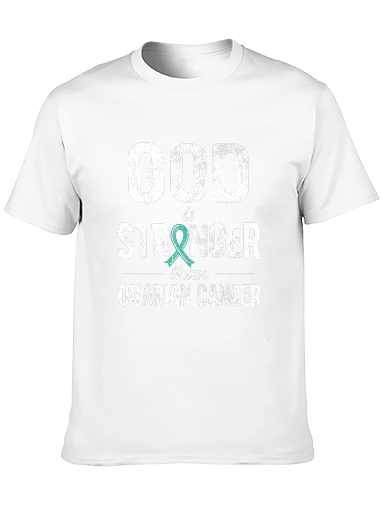 Black God is Stronger Than Ovarian Cancer Awareness T-Shirt view 10