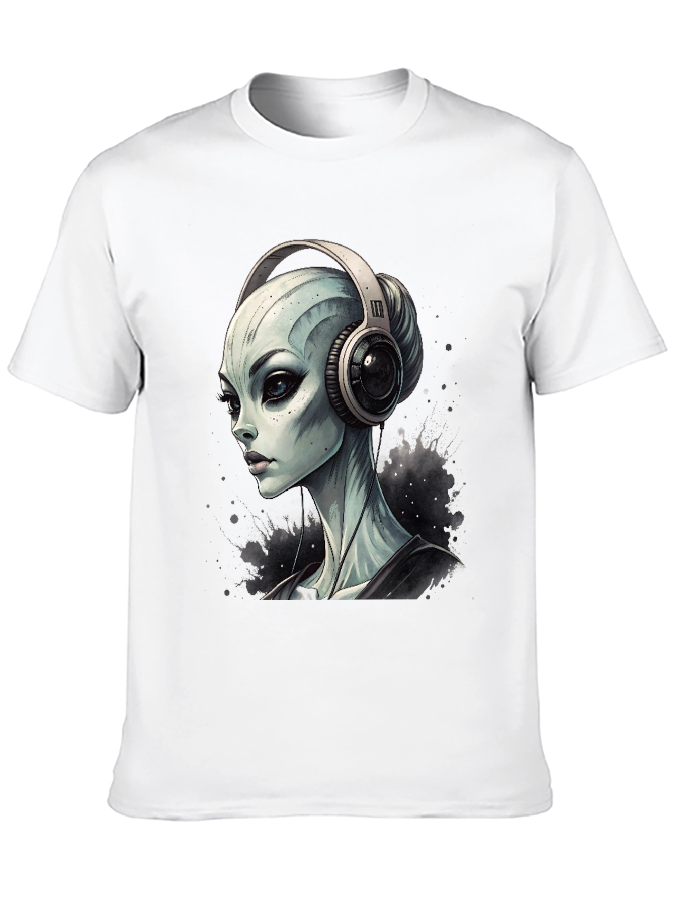 Black Alien DJ Black T-Shirt - Sci-Fi Music Lover Tee view 10