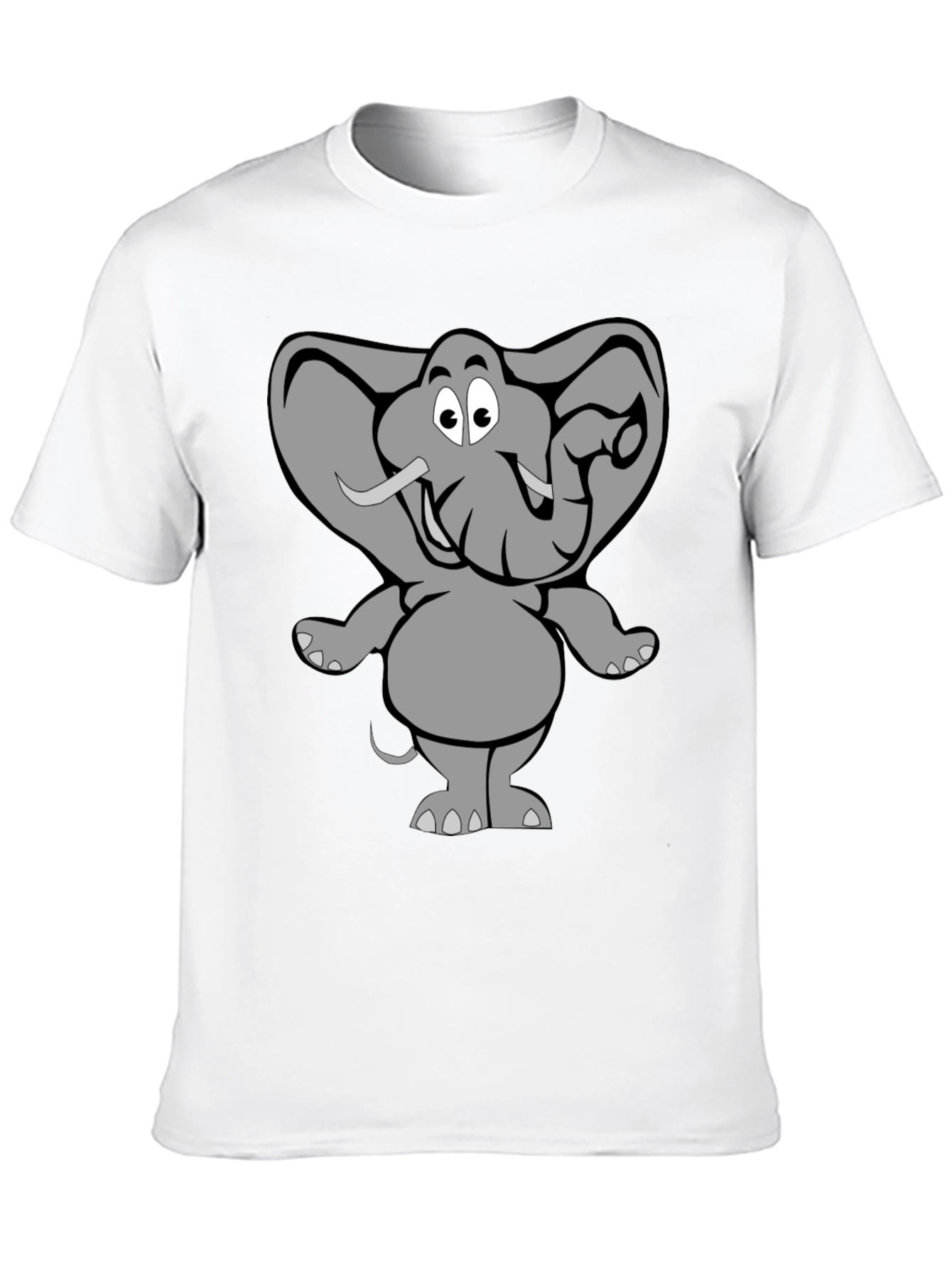 Black Elephant Cartoon Graphic Black T-Shirt view 10