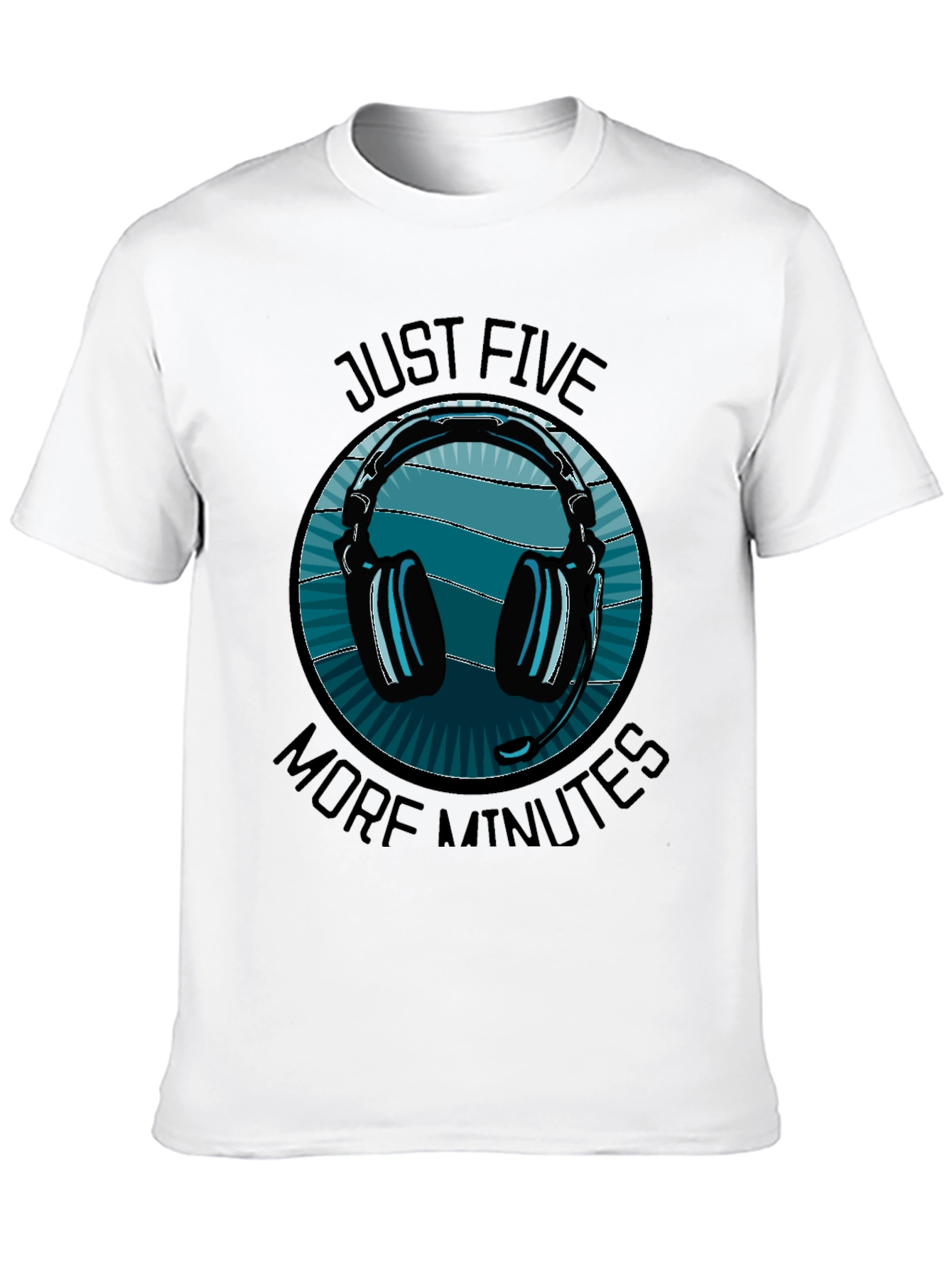 Black Just Five More Minutes Gaming Headset T-Shirt view 10