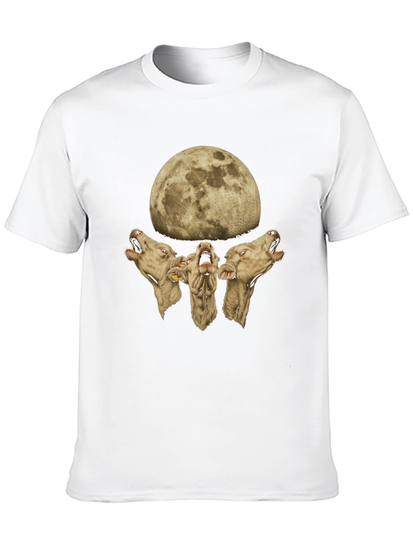 Cow Howl Moon Black T-Shirt Funny Tee - 10
