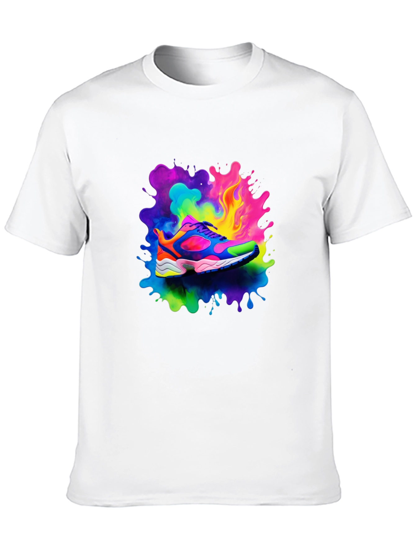 Black Men's Black T-Shirt with Colorful Shoe Design view 10
