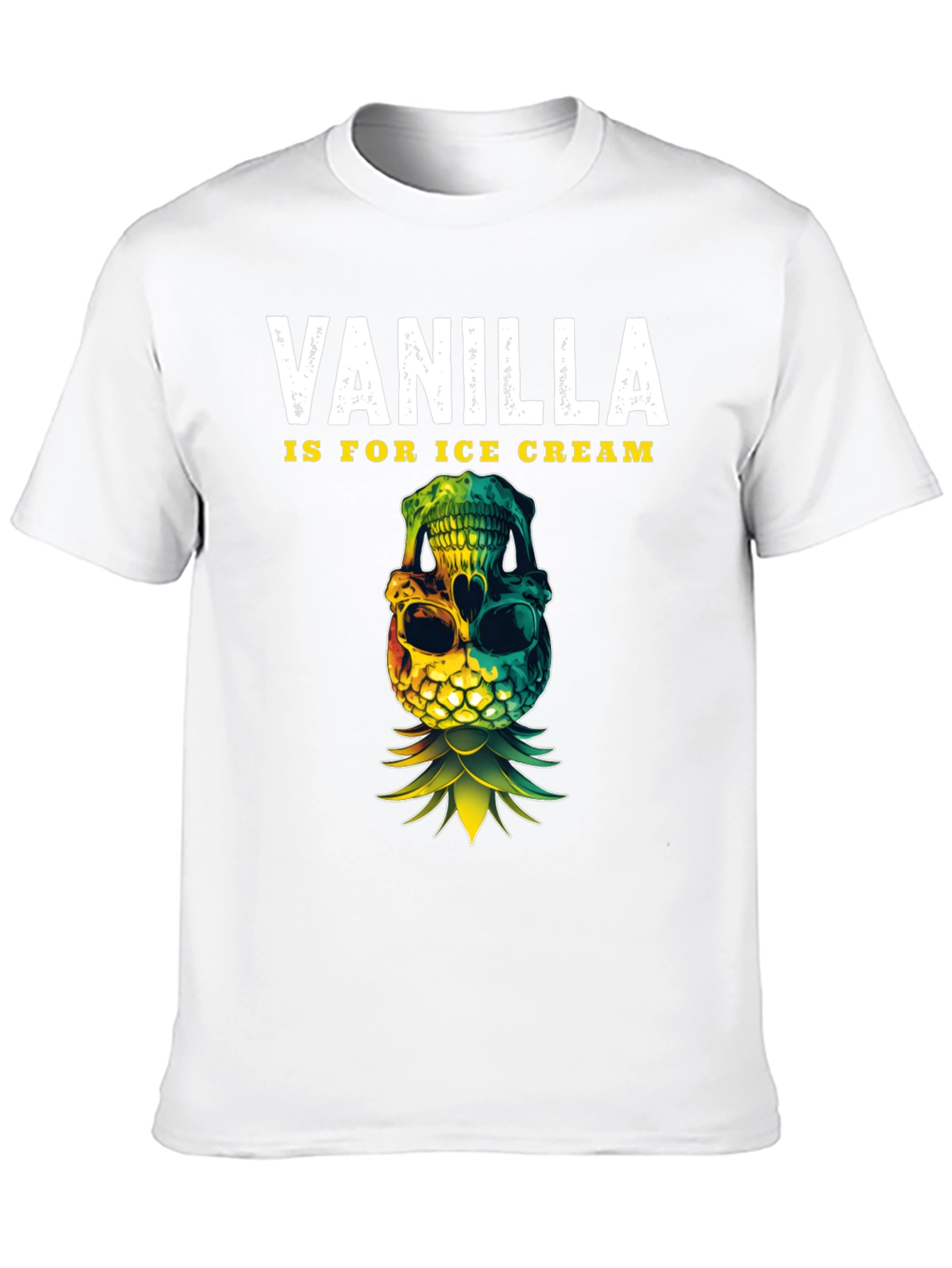 Black Vanilla Ice Cream Skull Pineapple T-Shirt view 10