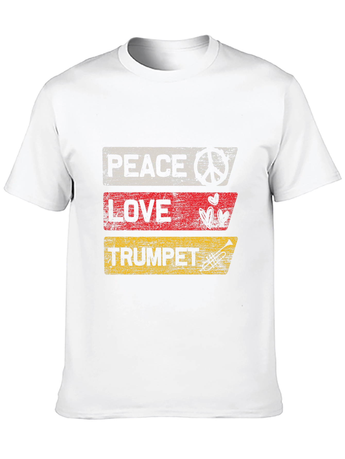 Black Peace Love Trumpet Black Graphic T-Shirt view 10