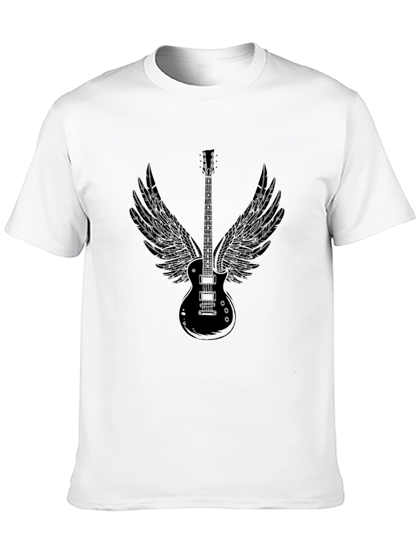 Black Guitar Wings Graphic Black T-Shirt view 10