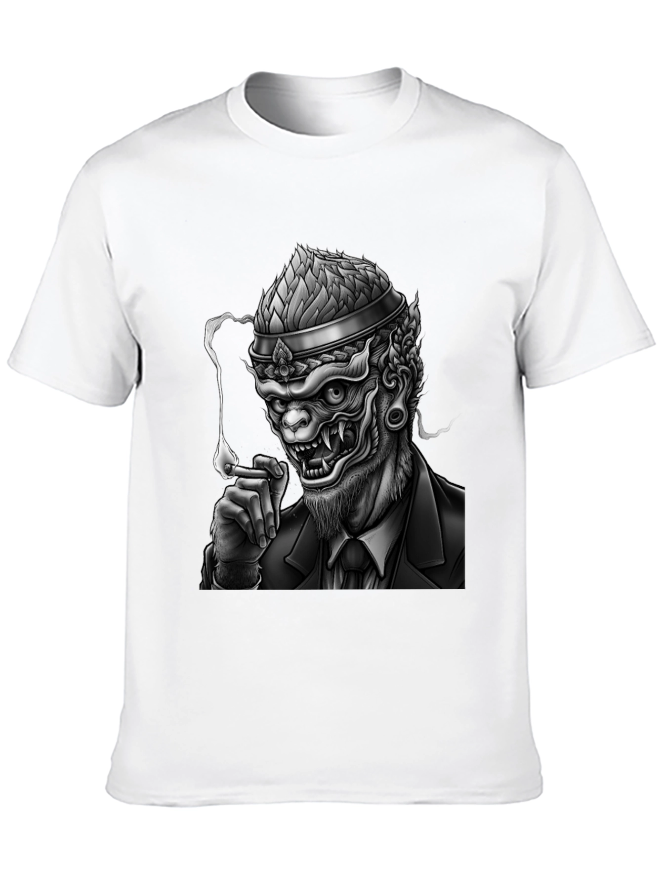 Black Smoking Demon Graphic Tee - Black view 10